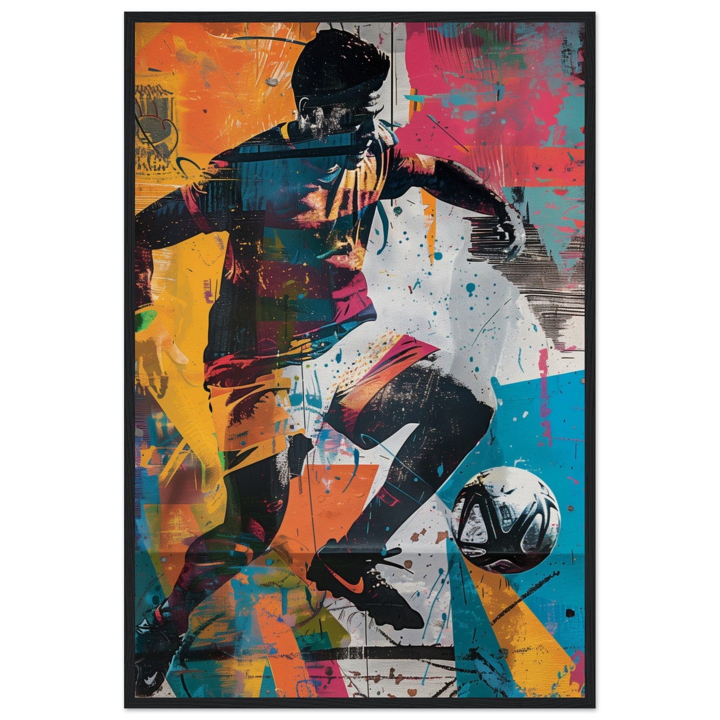 Affiche Street Art Sport ( 60x90-cm-Bois-noir)