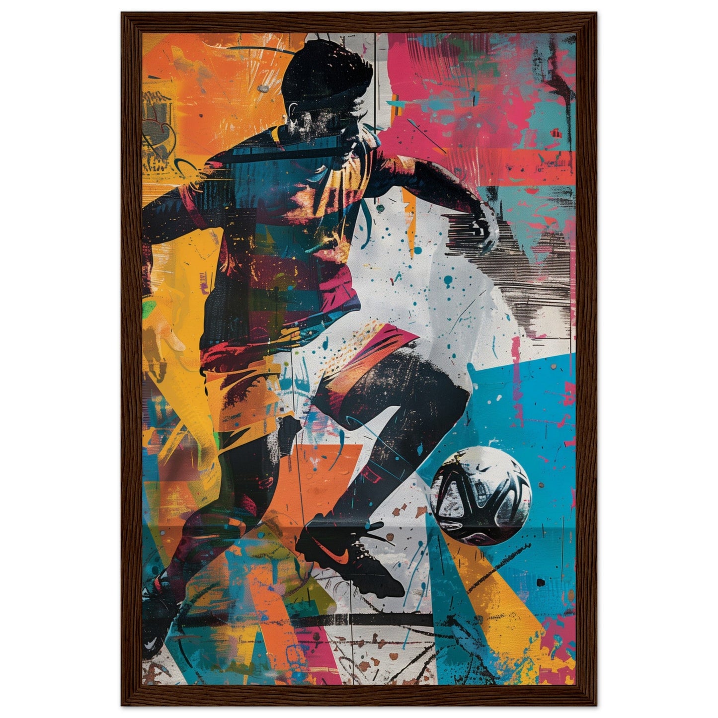 Affiche Street Art Sport ( 30x45-cm-Bois-foncé)