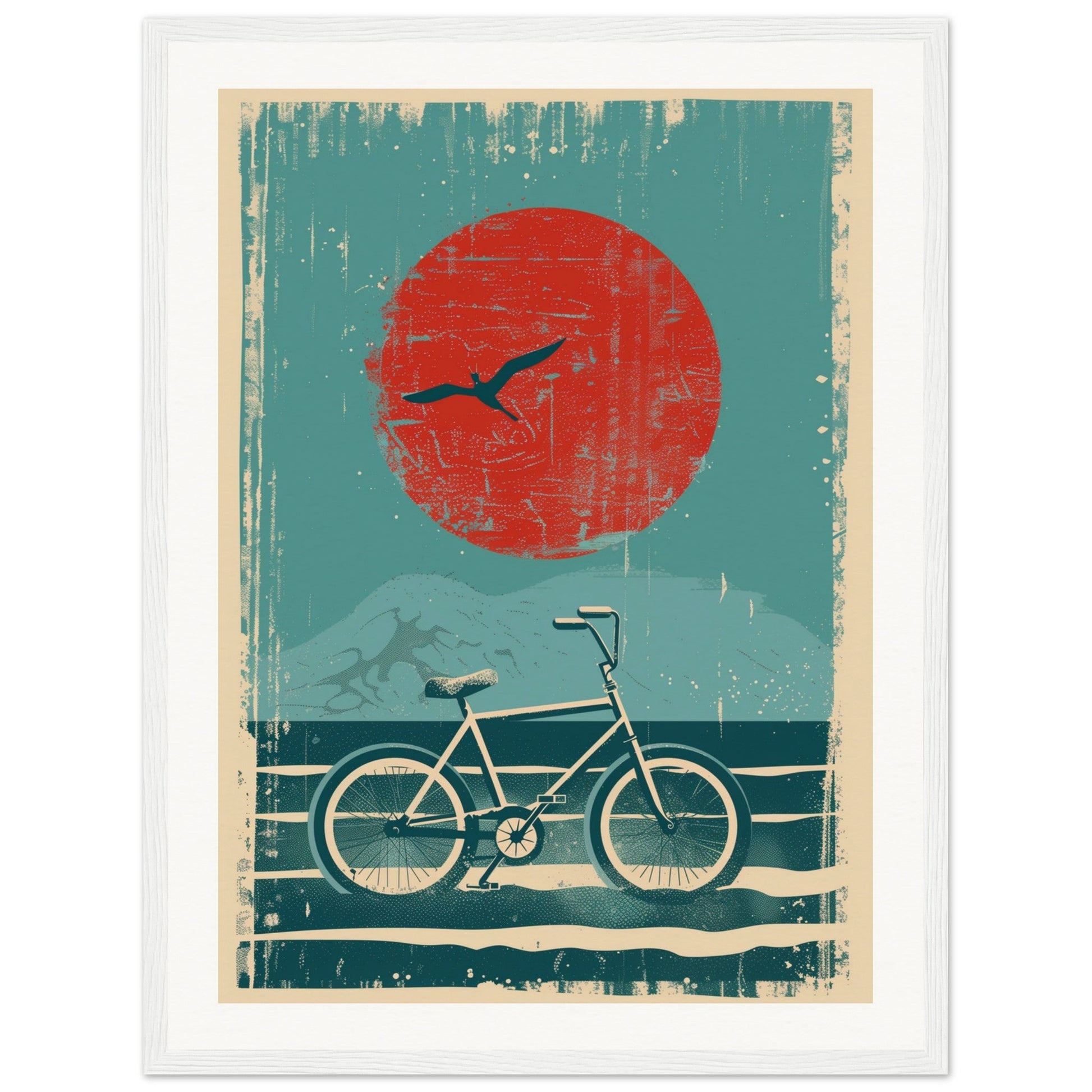 Affiche Surf Bike ( 45x60-cm-Bois-blanc)