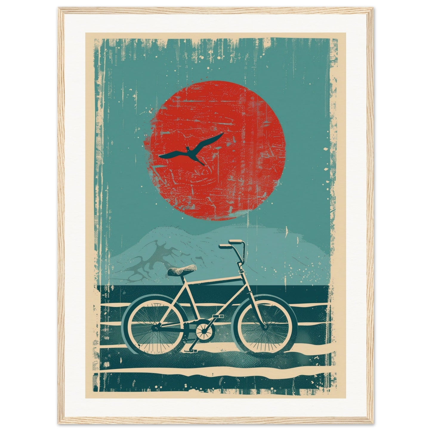 Affiche Surf Bike ( 60x80-cm-Bois-clair)