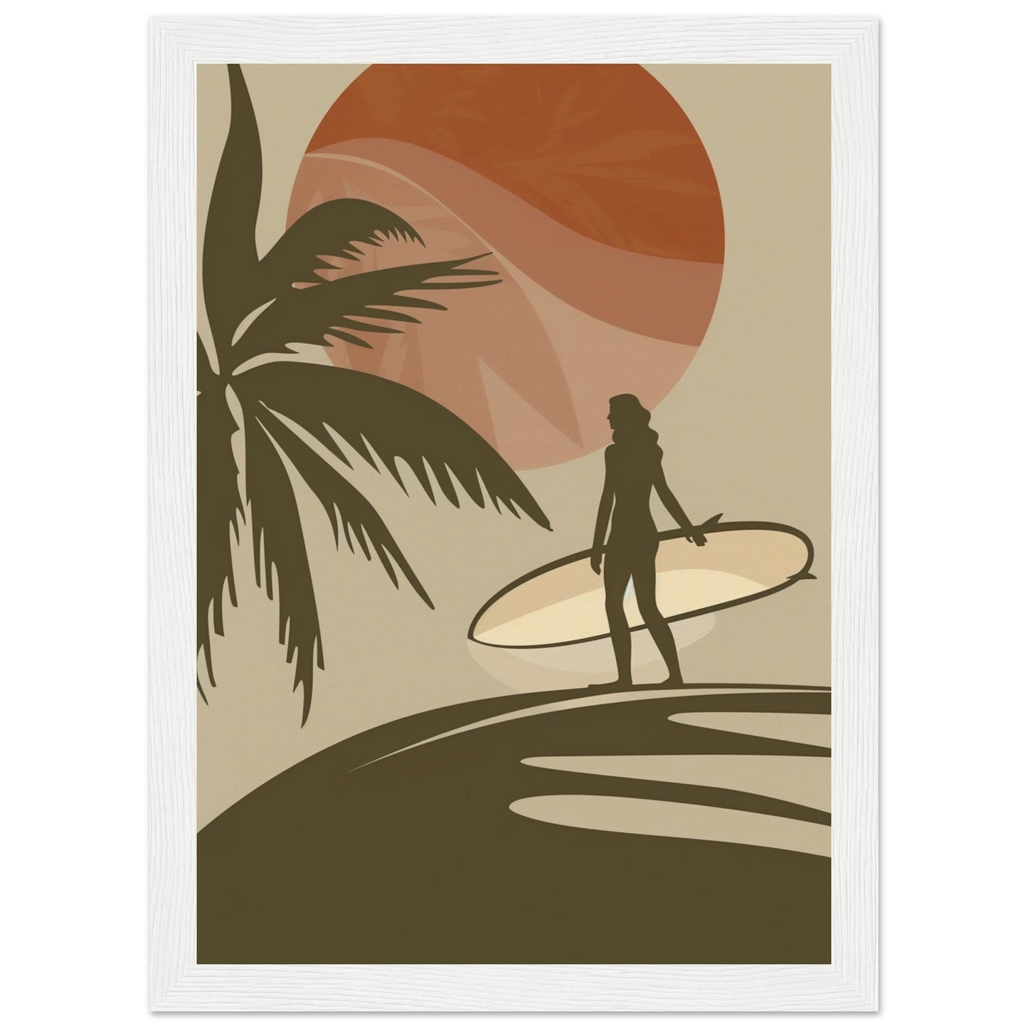 Affiche Surf Marron ( 21x29.7-cm-Bois-blanc)