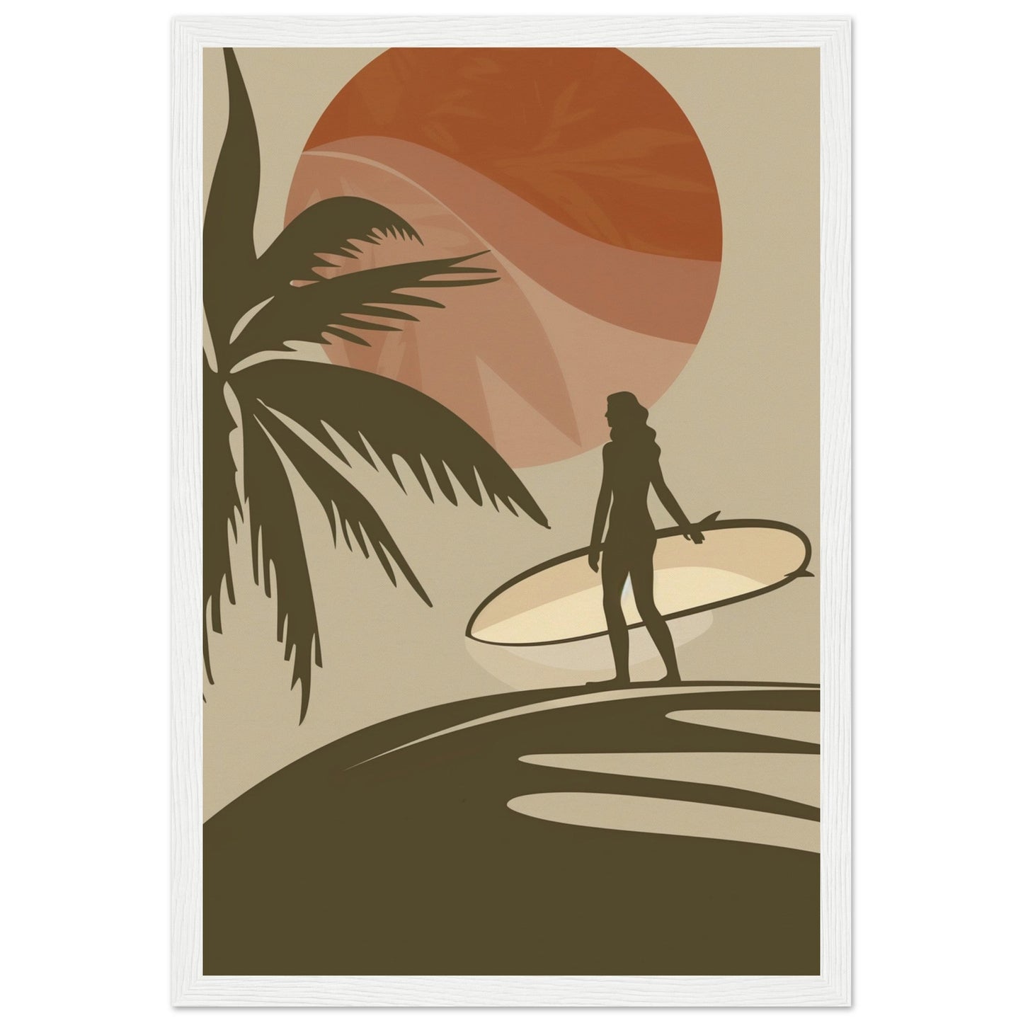 Affiche Surf Marron ( 30x45-cm-Bois-blanc)