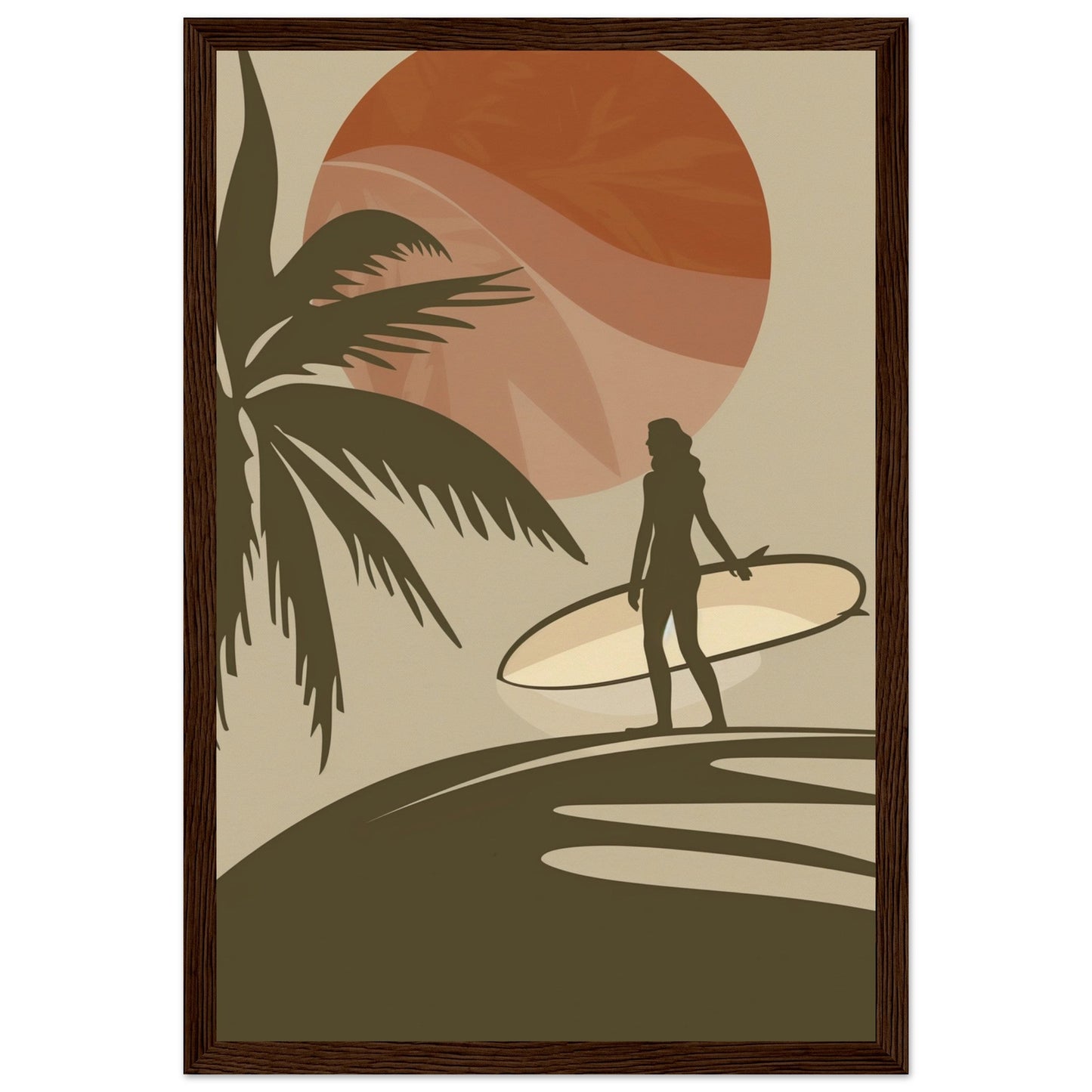 Affiche Surf Marron ( 30x45-cm-Bois-foncé)