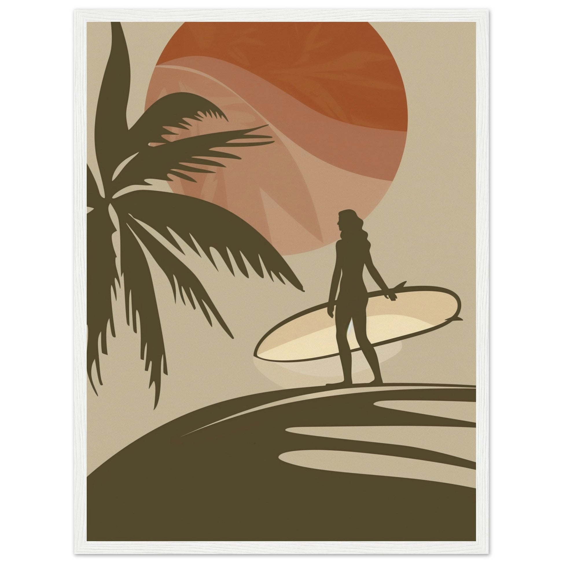 Affiche Surf Marron ( 45x60-cm-Bois-blanc)