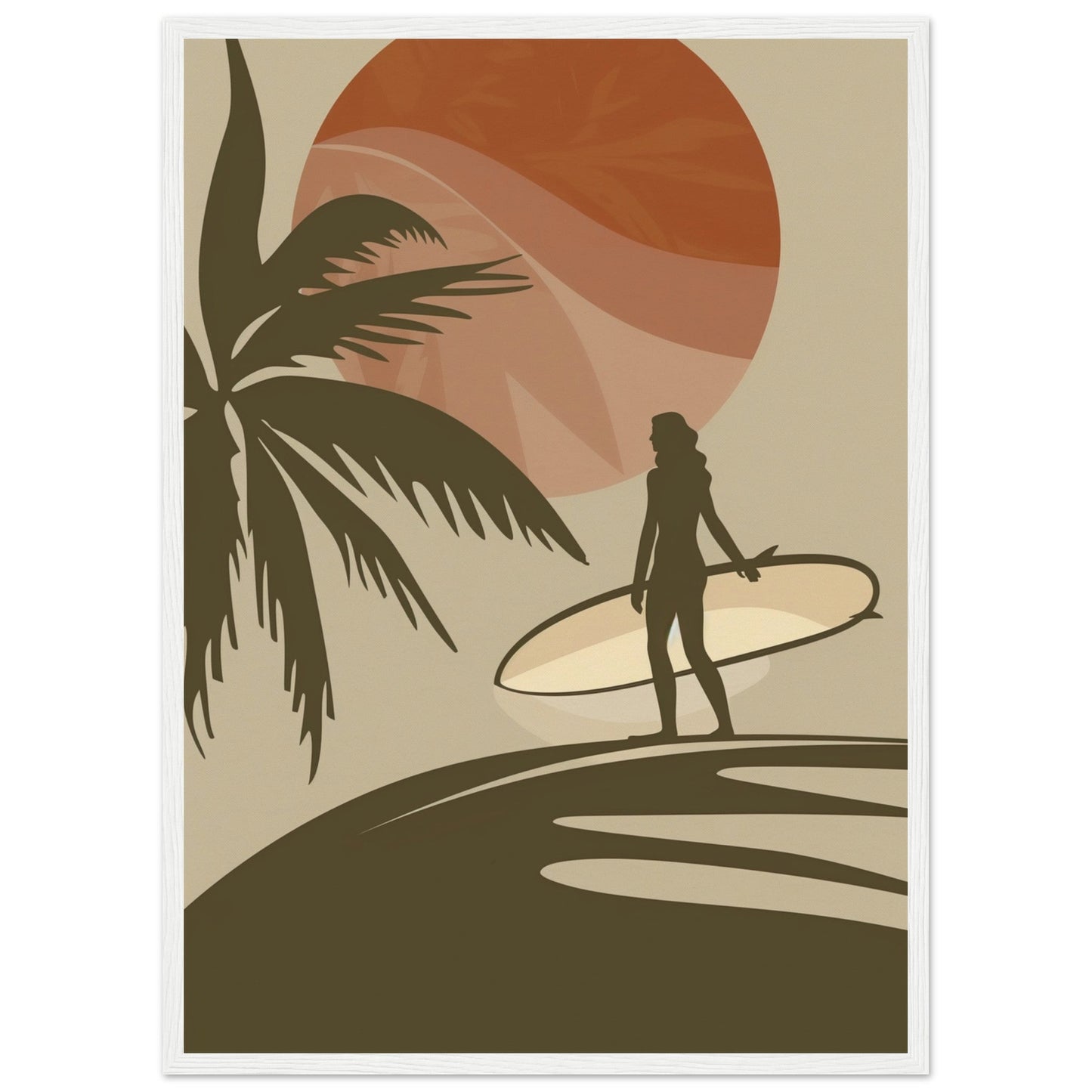 Affiche Surf Marron ( 50x70-cm-Bois-blanc)