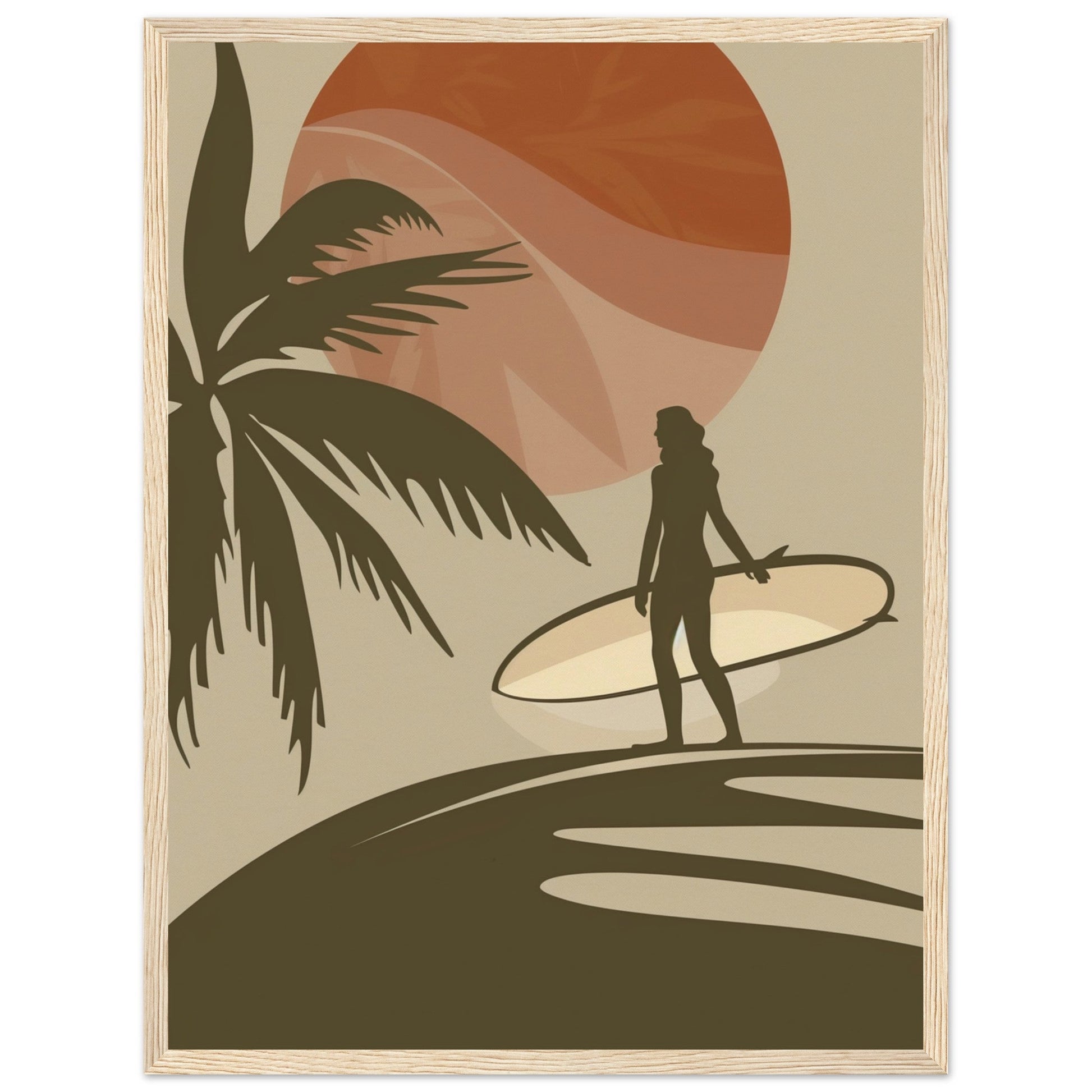 Affiche Surf Marron ( 45x60-cm-Bois-clair)