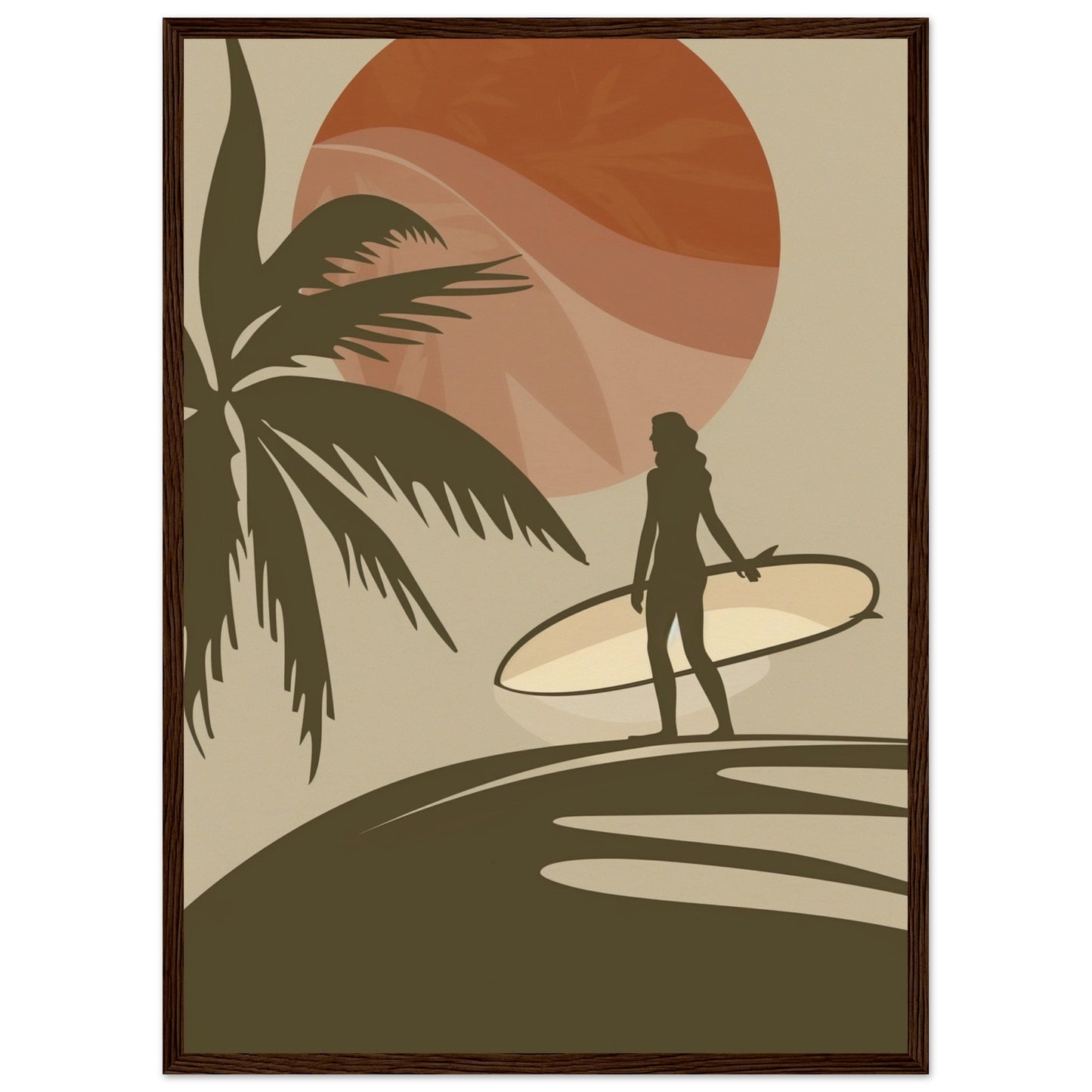 Affiche Surf Marron ( 50x70-cm-Bois-foncé)