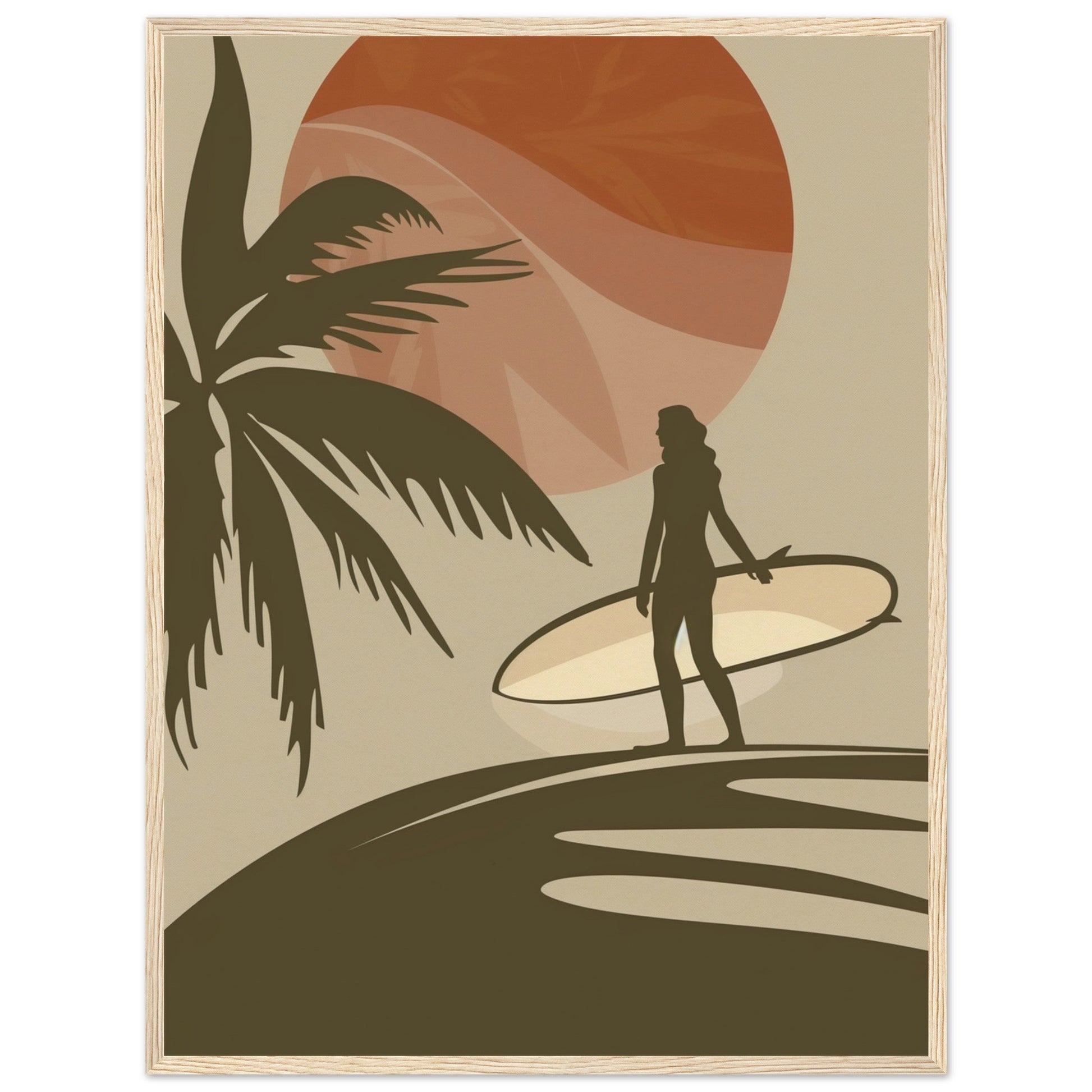 Affiche Surf Marron ( 60x80-cm-Bois-clair)