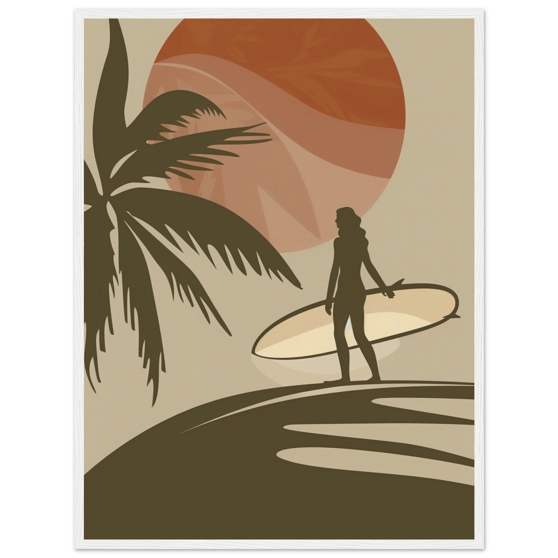 Affiche Surf Marron ( 60x80-cm-Bois-blanc)