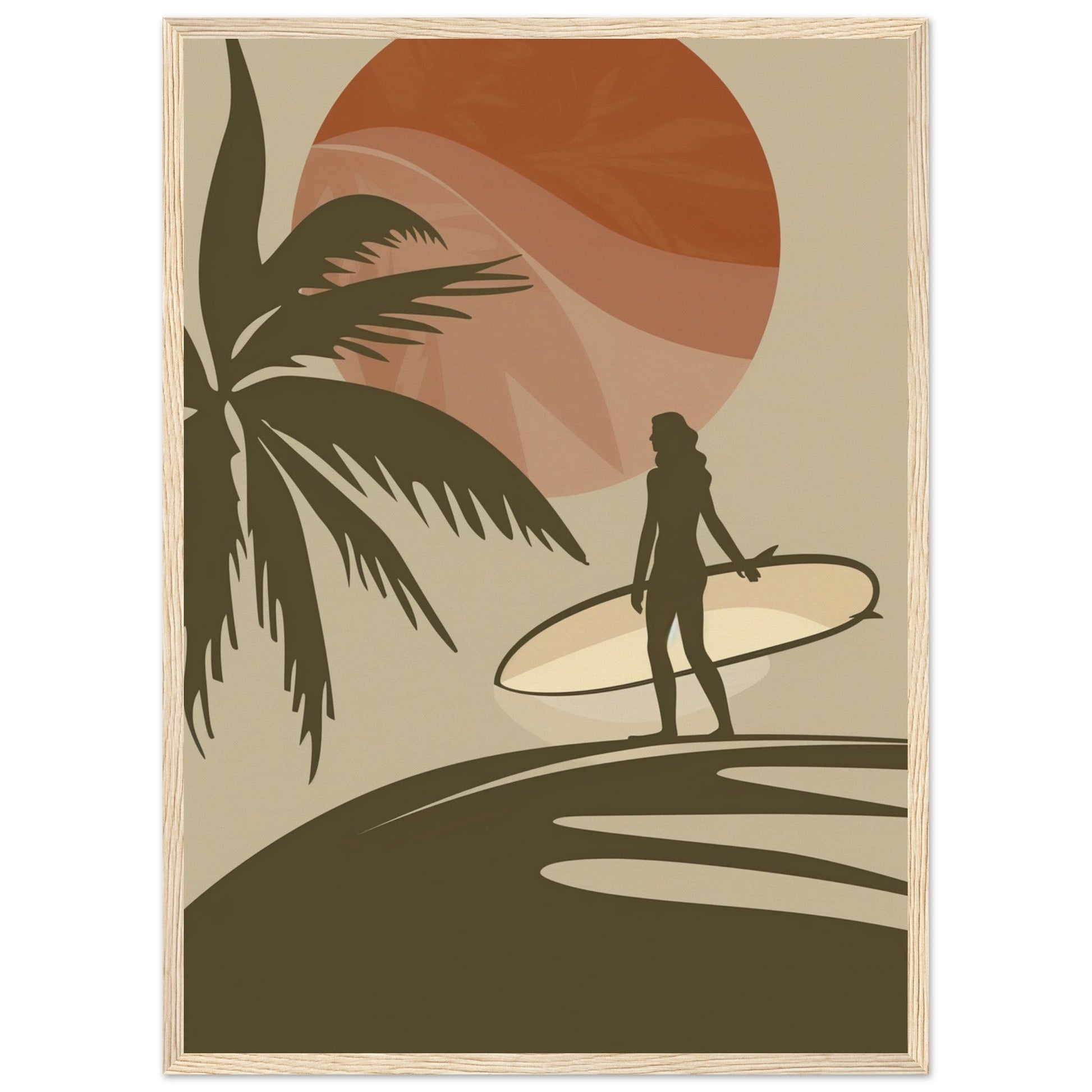 Affiche Surf Marron ( 50x70-cm-Bois-clair)