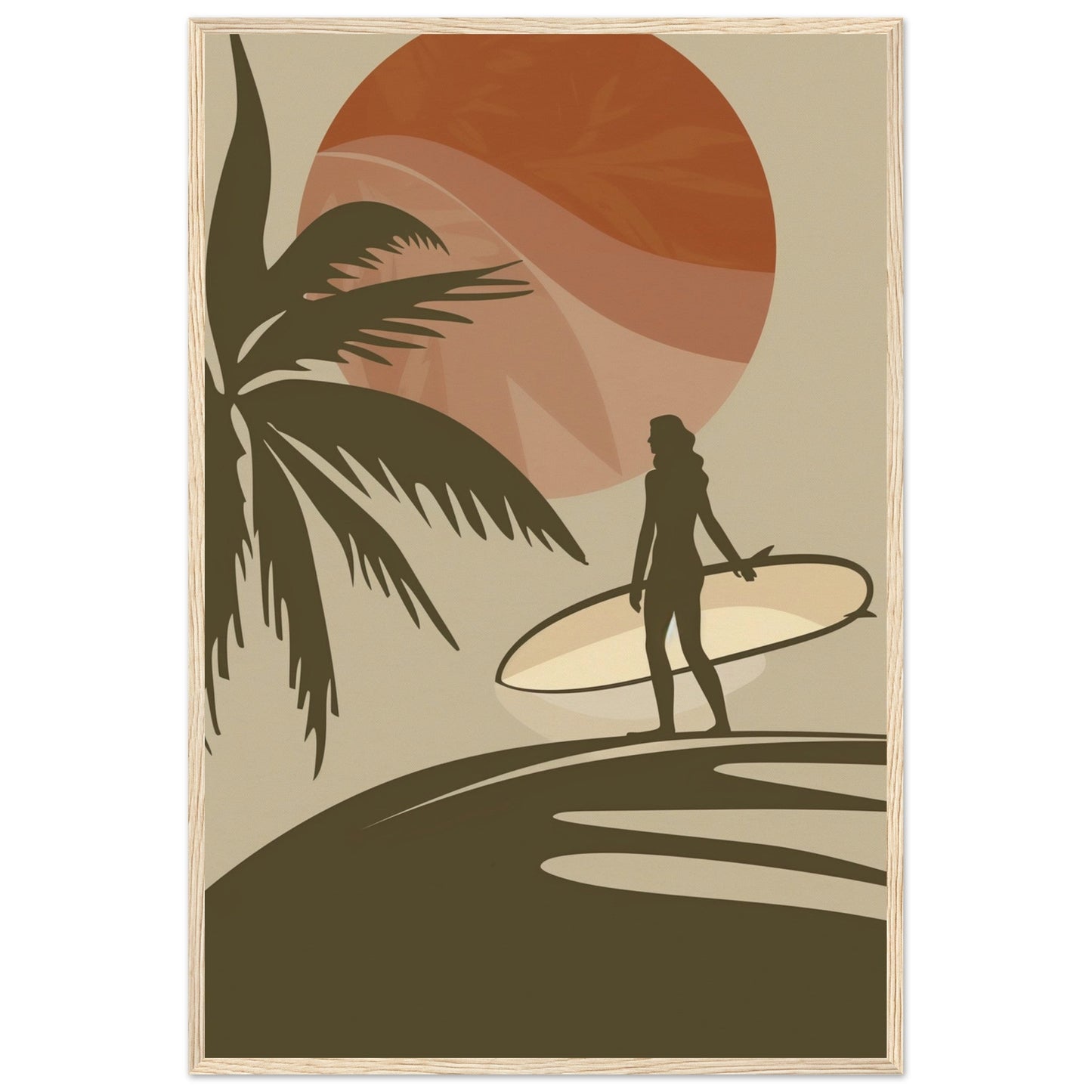 Affiche Surf Marron ( 60x90-cm-Bois-clair)