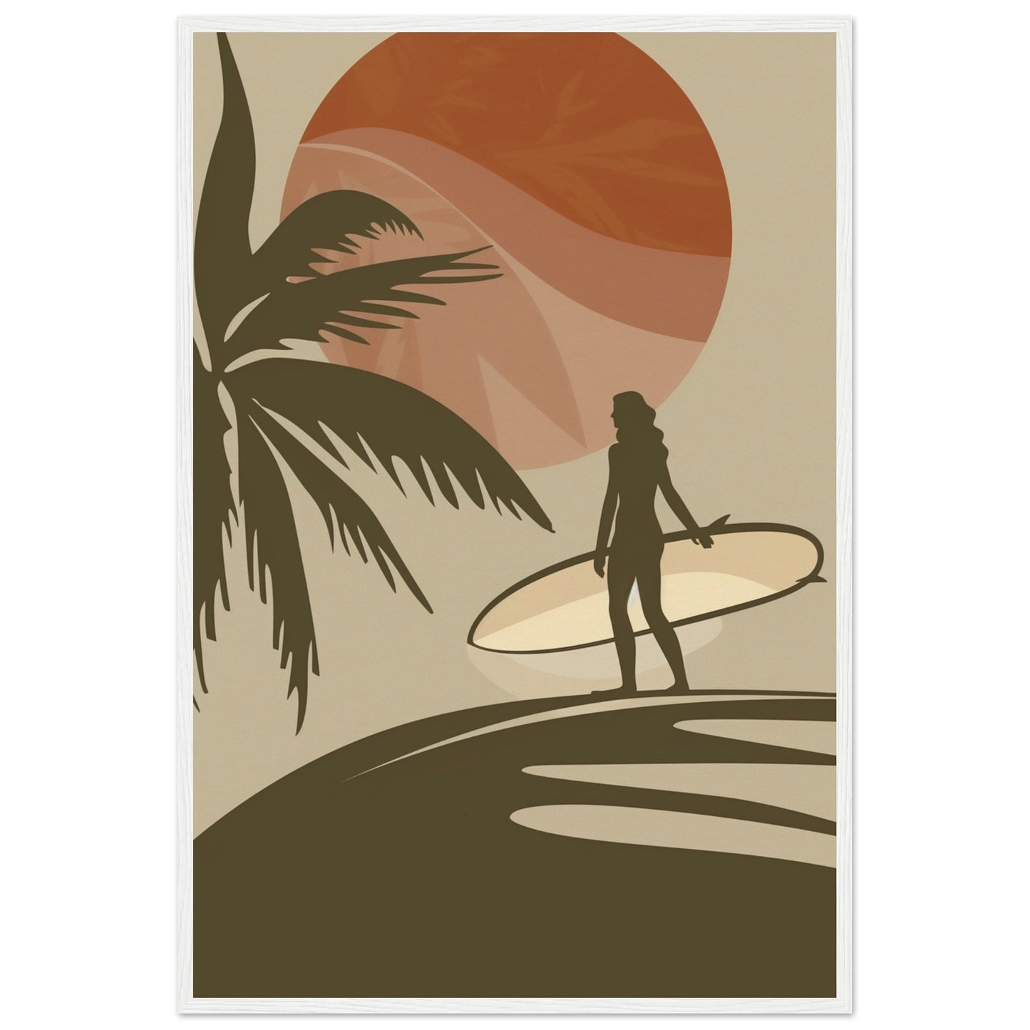 Affiche Surf Marron ( 60x90-cm-Bois-blanc)