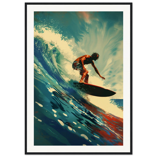 Affiche Surf ( 70x100-cm-Bois-noir)