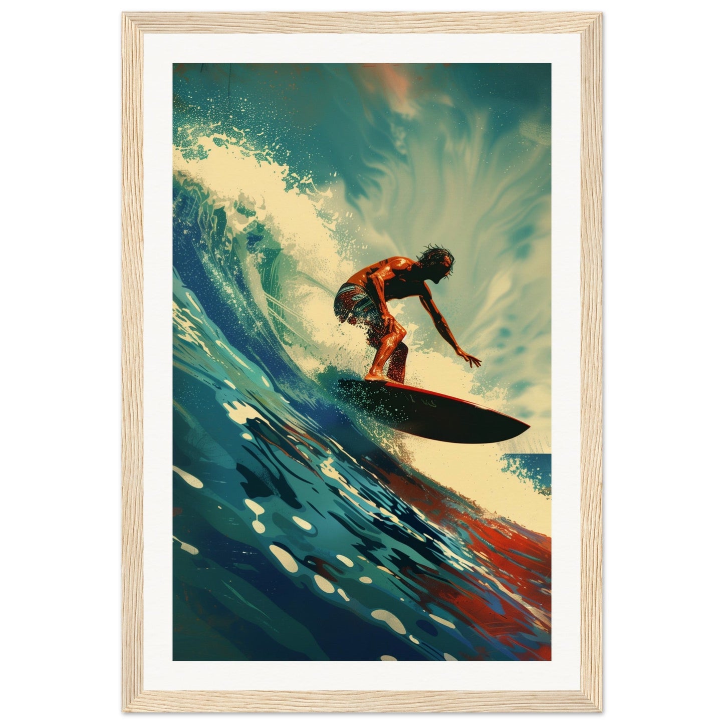 Affiche Surf ( 30x45-cm-Bois-clair)