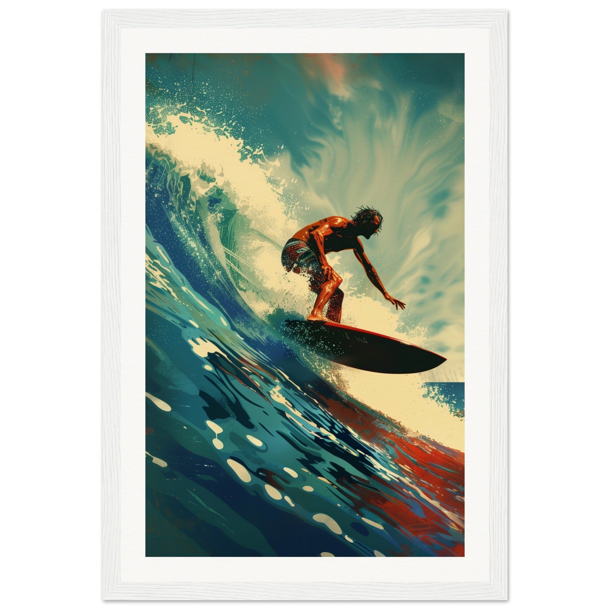 Affiche Surf ( 30x45-cm-Bois-blanc)