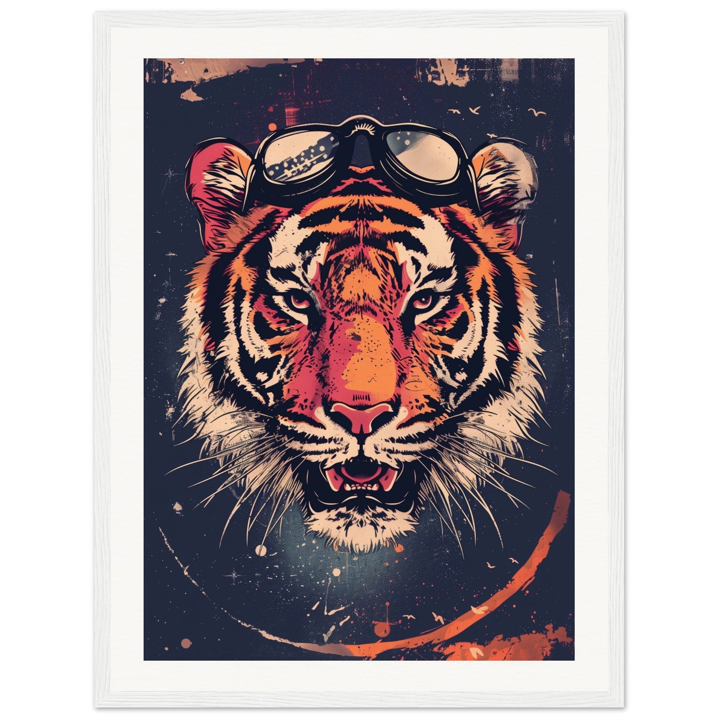 Affiche Tigre Aviateur ( 45x60-cm-Bois-blanc)