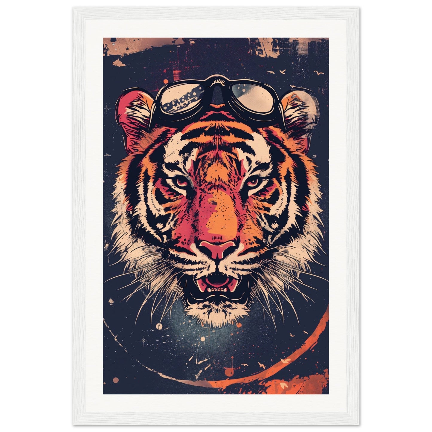 Affiche Tigre Aviateur ( 30x45-cm-Bois-blanc)