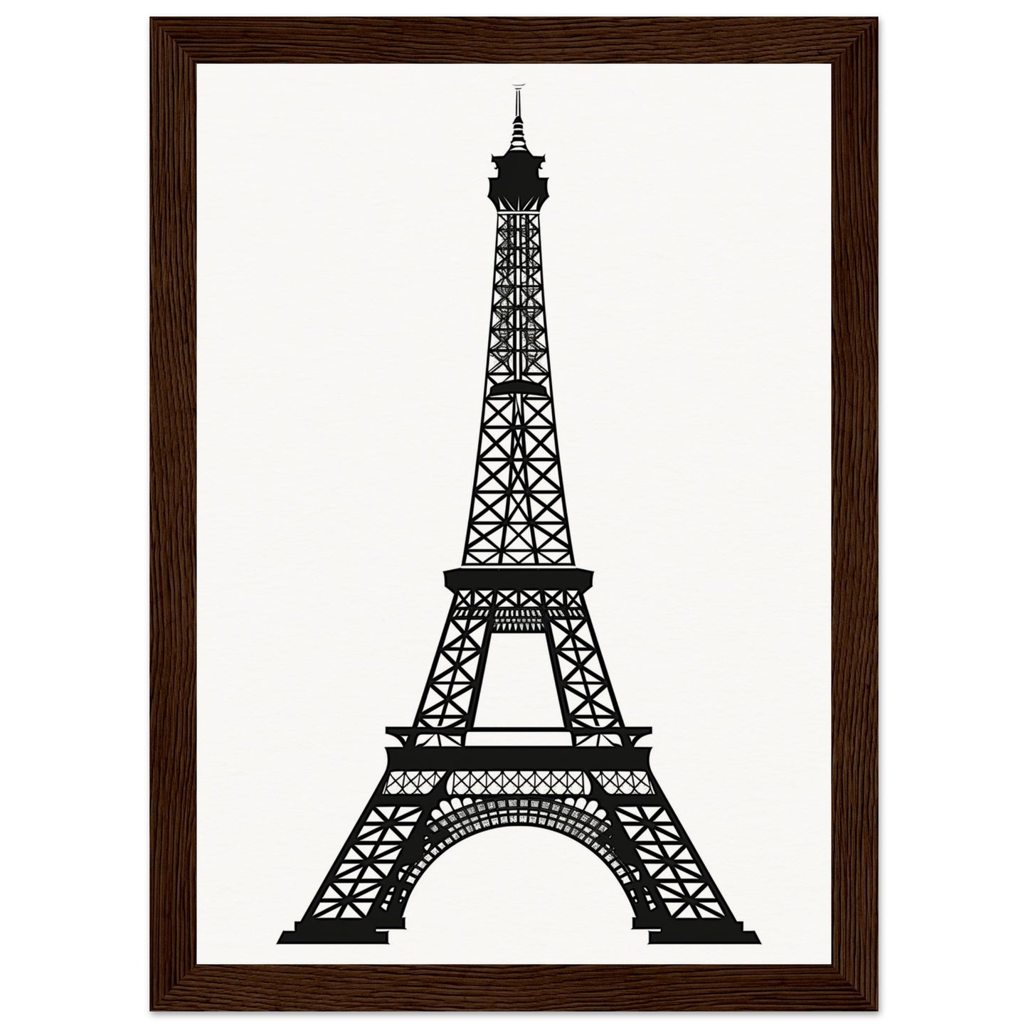 Affiche Tour Eiffel Noir et Blanc ( 21x29.7-cm-Bois-foncé)