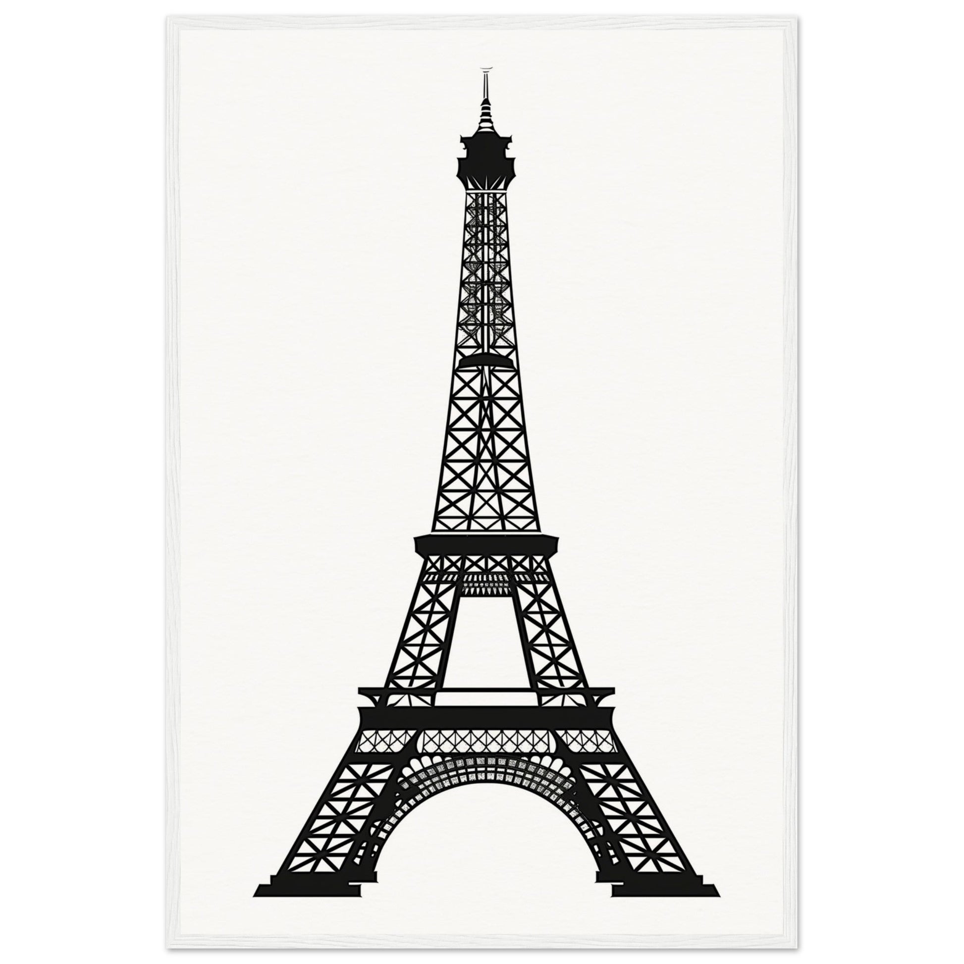 Affiche Tour Eiffel Noir et Blanc ( 60x90-cm-Bois-blanc)