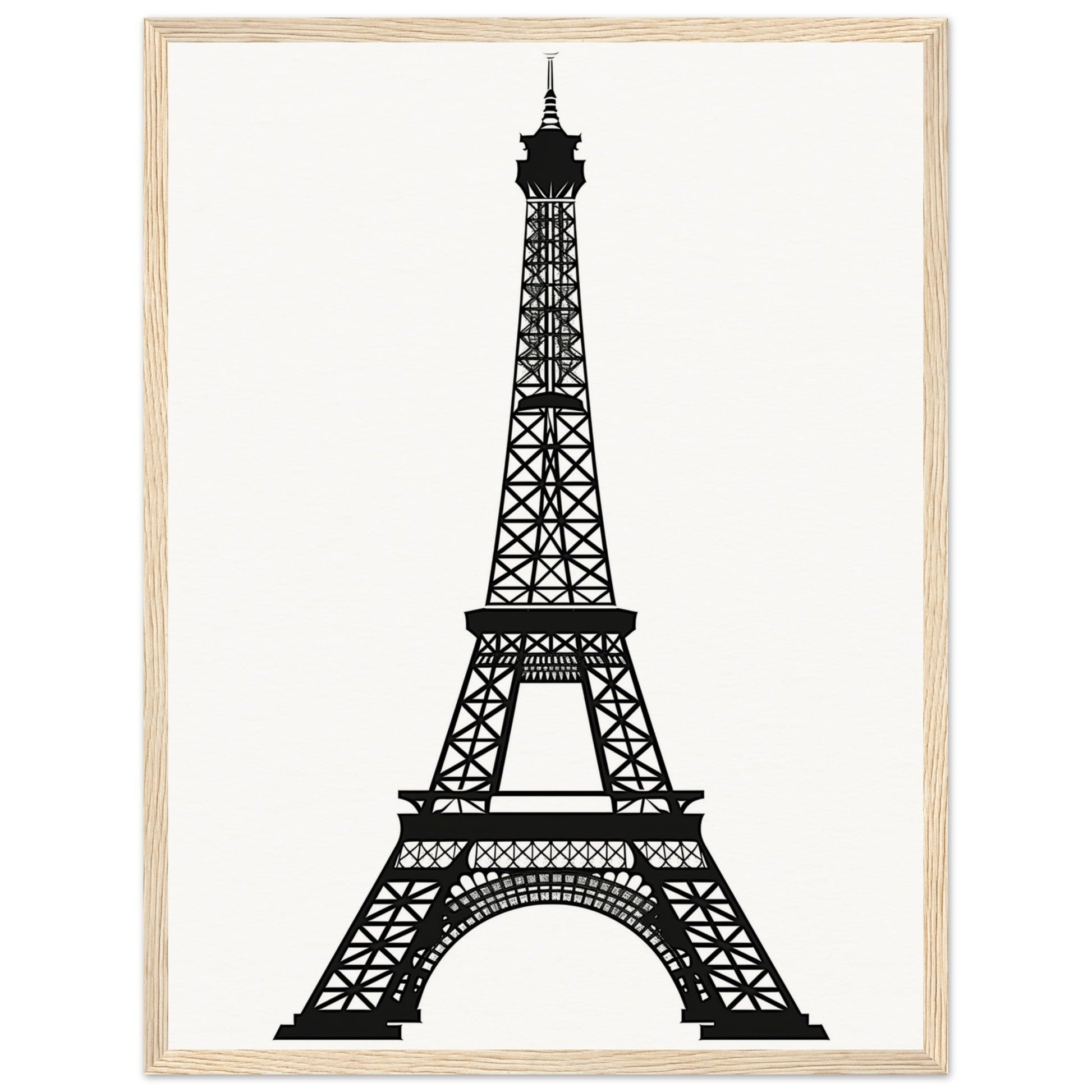 Affiche Tour Eiffel Noir et Blanc ( 45x60-cm-Bois-clair)