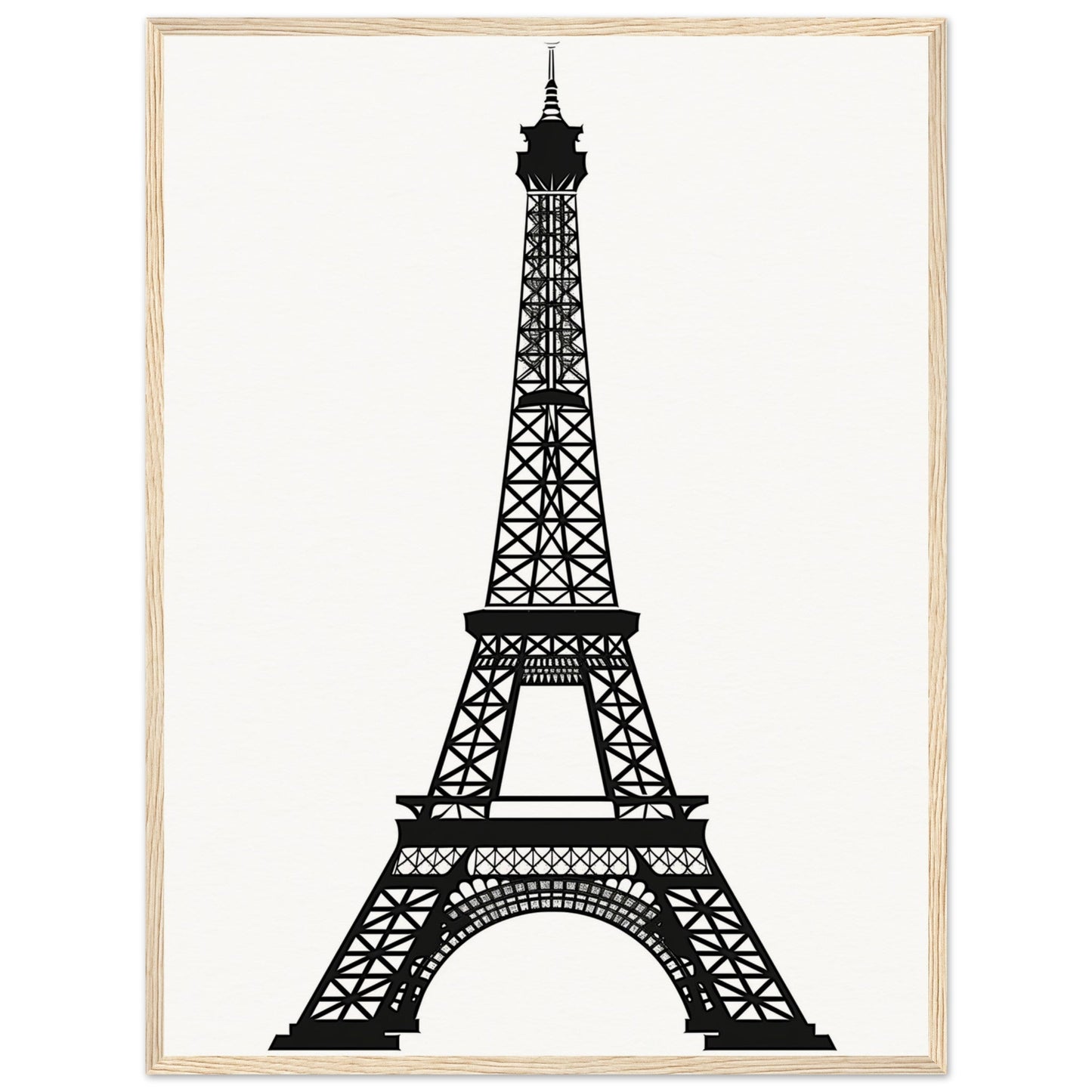 Affiche Tour Eiffel Noir et Blanc ( 60x80-cm-Bois-clair)