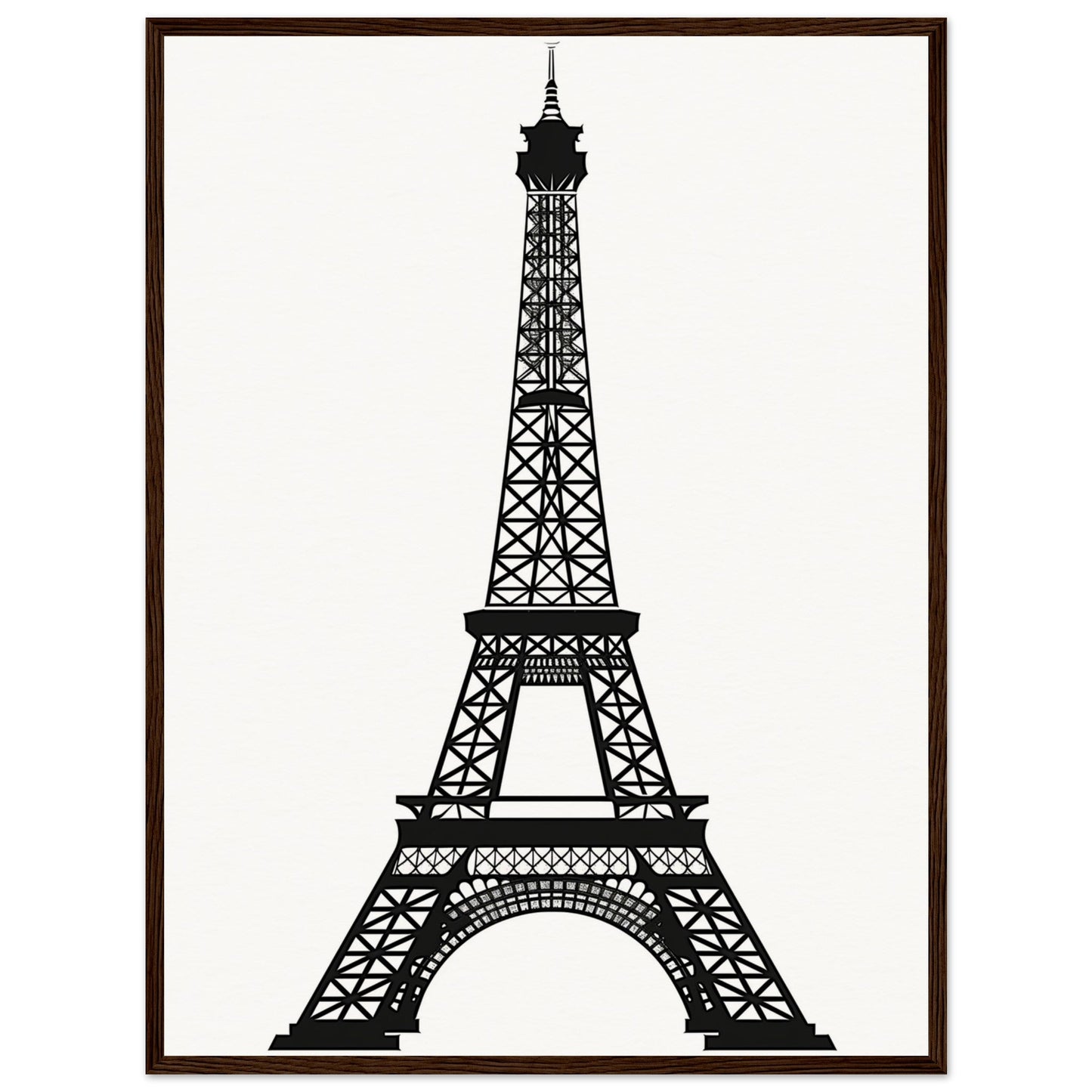 Affiche Tour Eiffel Noir et Blanc ( 60x80-cm-Bois-foncé)