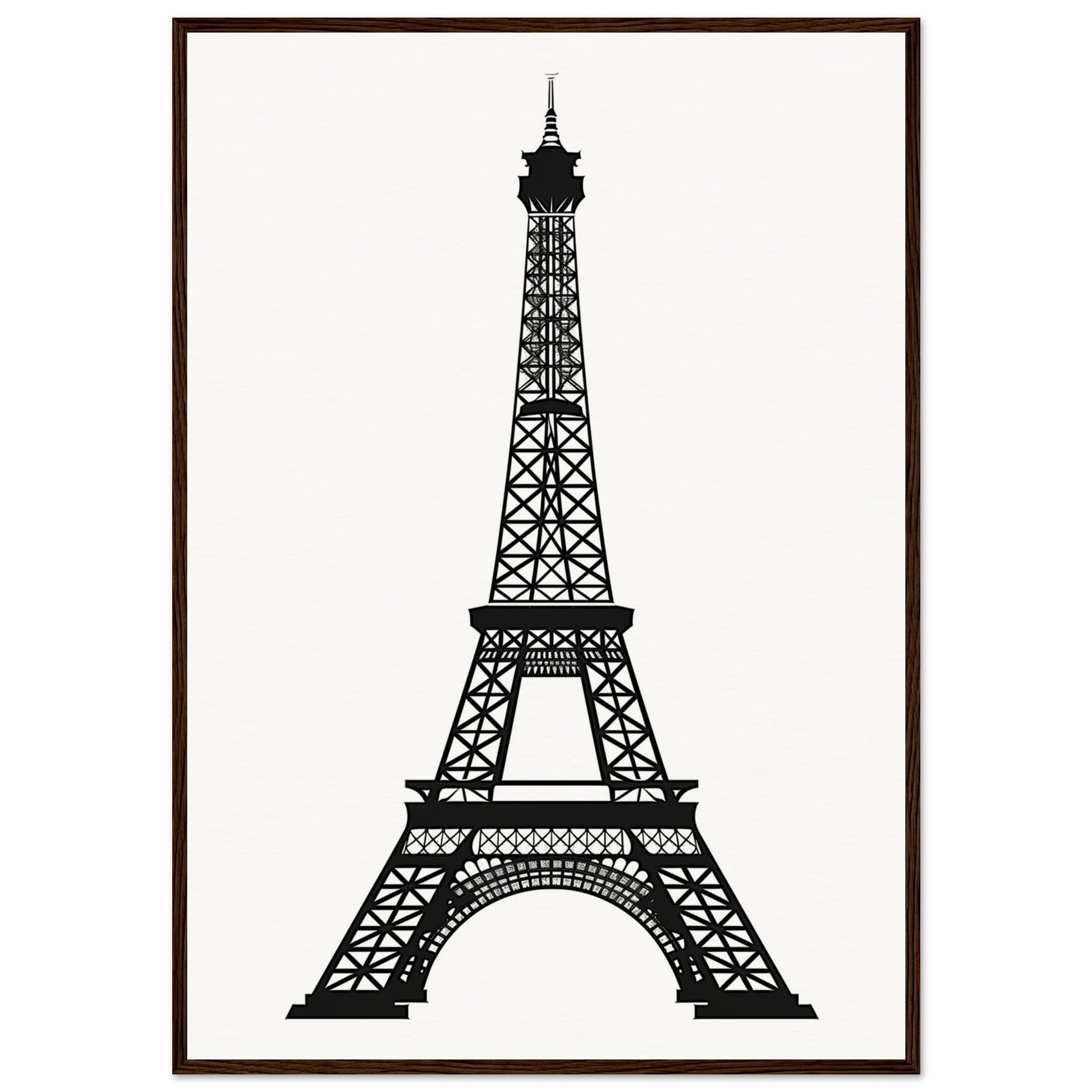 Affiche Tour Eiffel Noir et Blanc ( 70x100-cm-Bois-foncé)