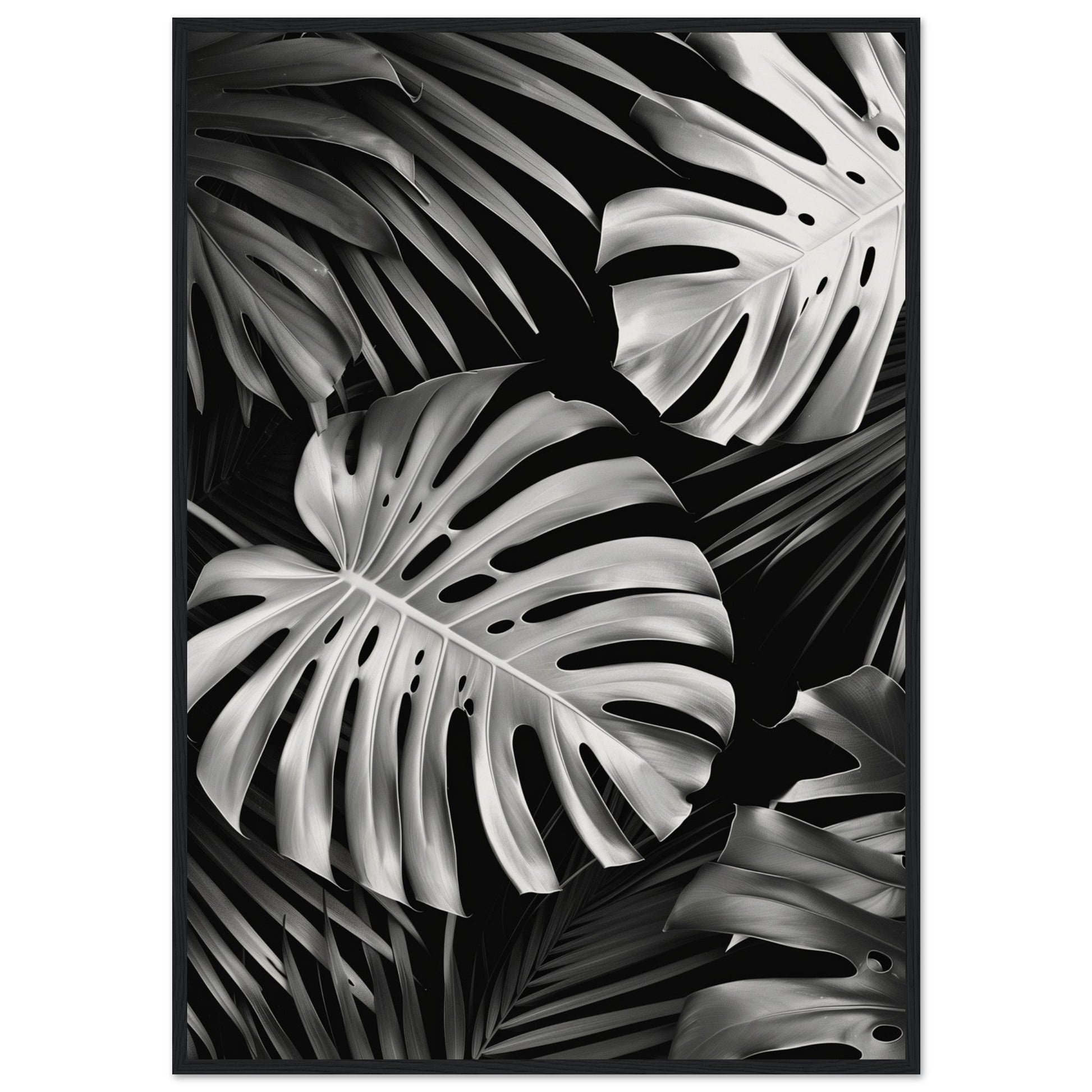 Affiche Tropical Noir et Blanc ( 70x100-cm-Bois-noir)