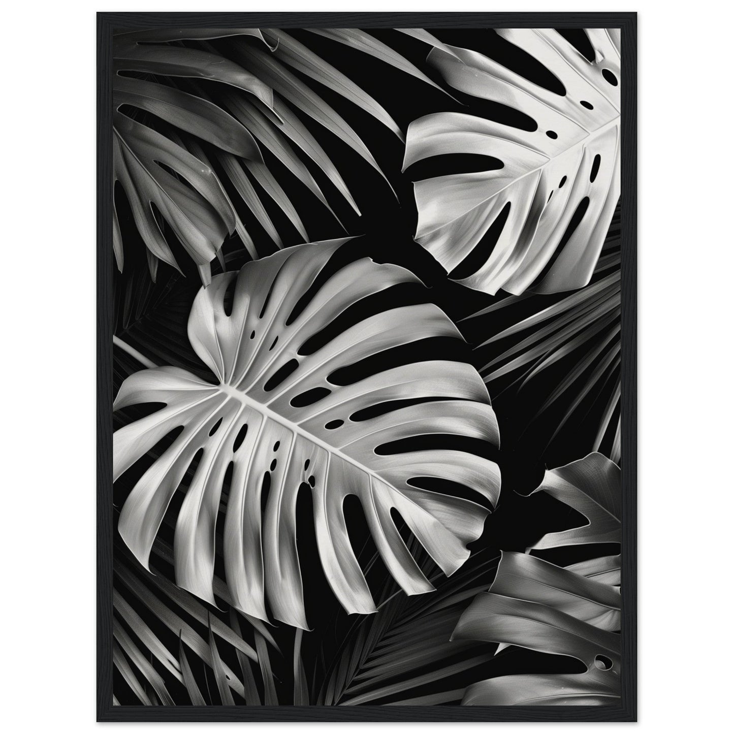 Affiche Tropical Noir et Blanc ( 45x60-cm-Bois-noir)