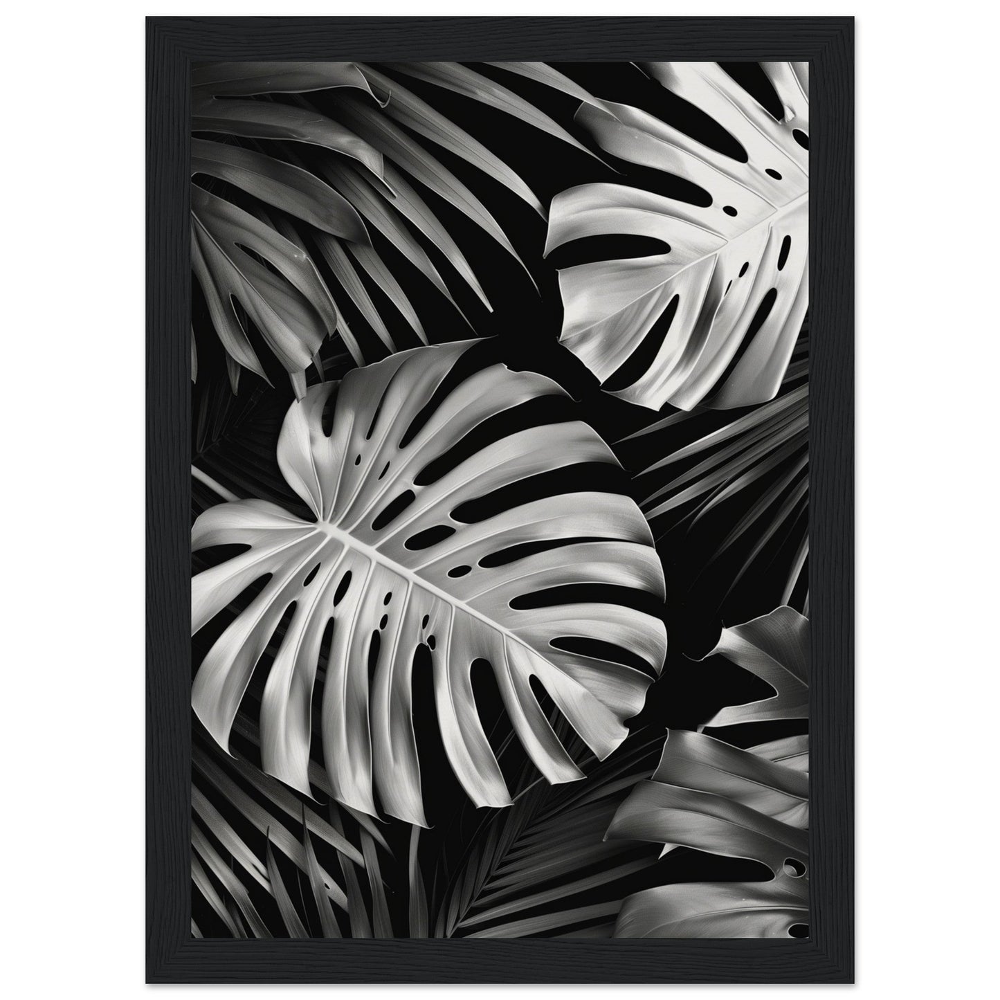 Affiche Tropical Noir et Blanc ( 21x29.7-cm-Bois-noir)