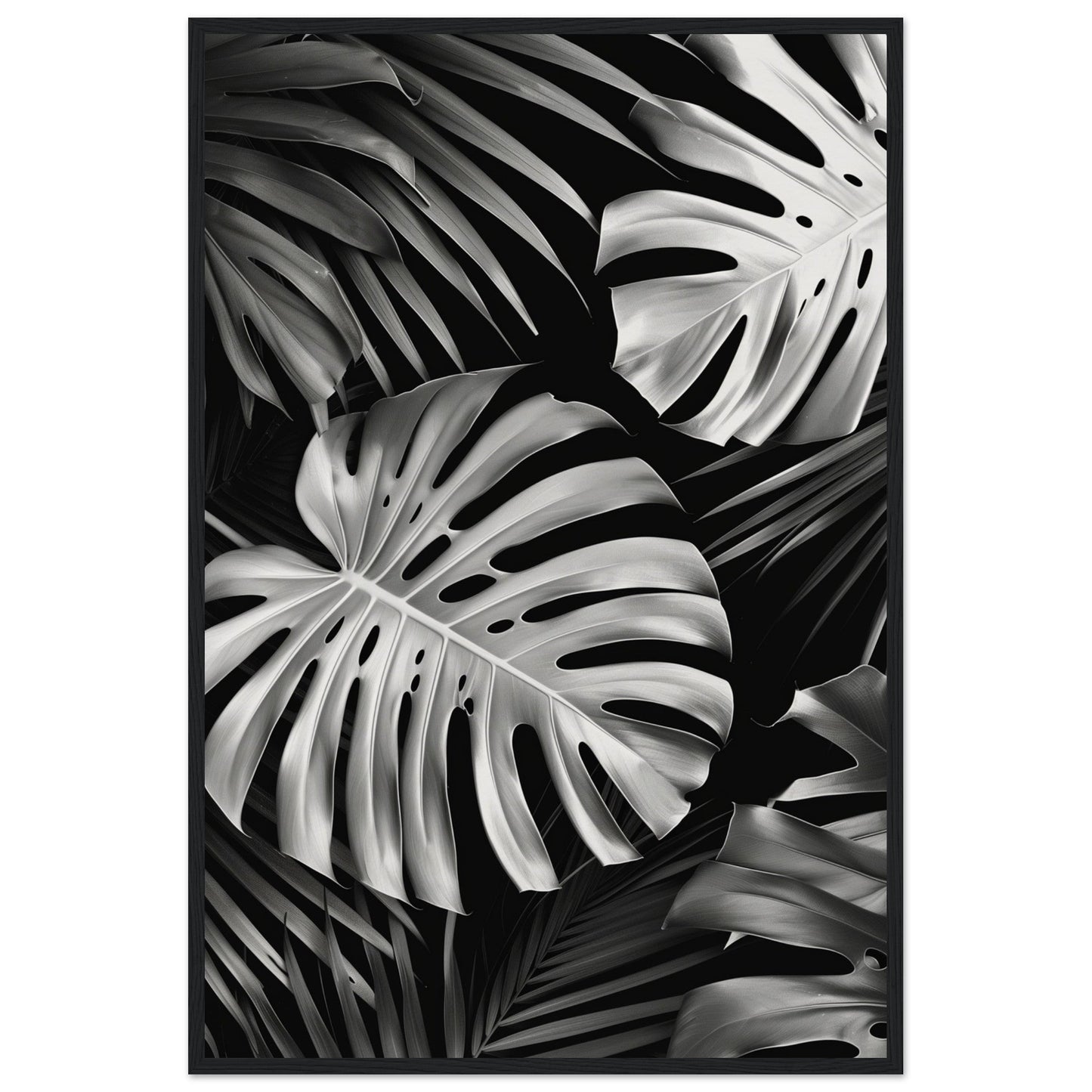 Affiche Tropical Noir et Blanc ( 60x90-cm-Bois-noir)