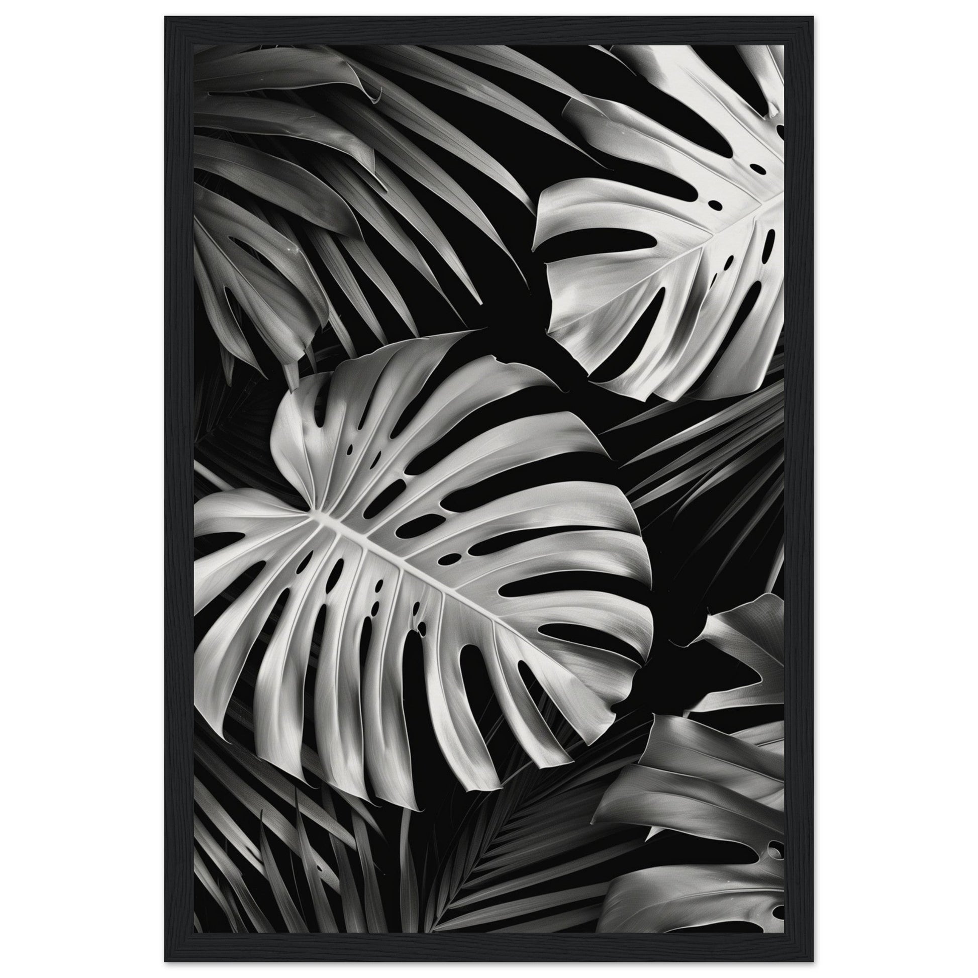 Affiche Tropical Noir et Blanc ( 30x45-cm-Bois-noir)