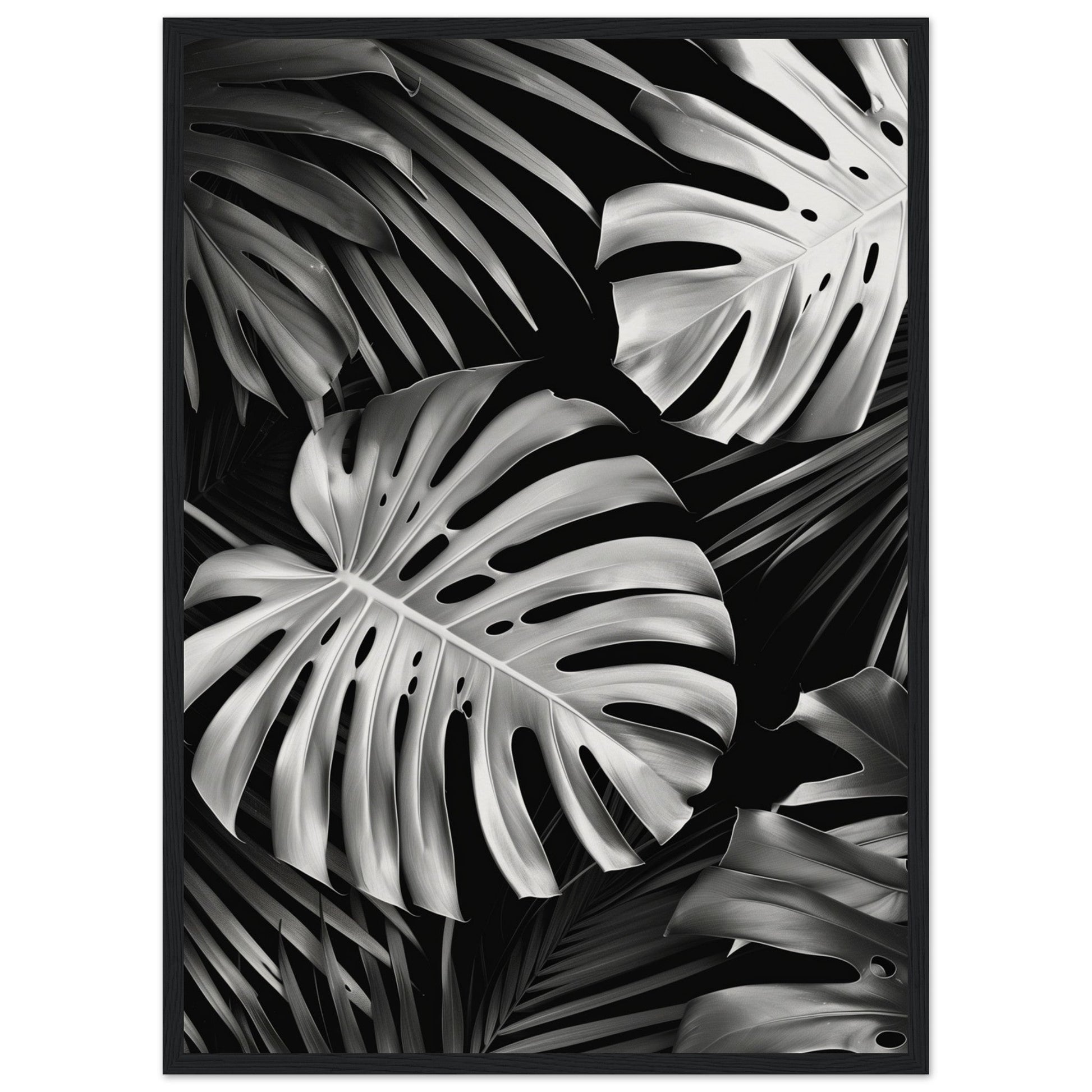 Affiche Tropical Noir et Blanc ( 50x70-cm-Bois-noir)