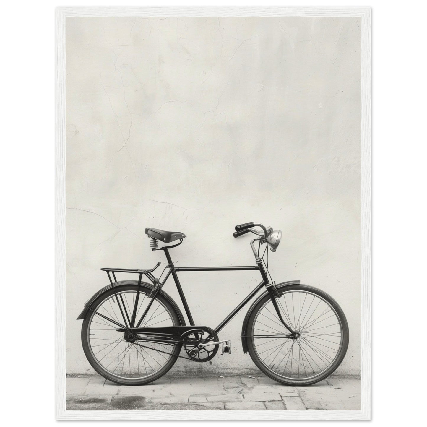 Affiche Vélo Noir et Blanc ( 45x60-cm-Bois-blanc)