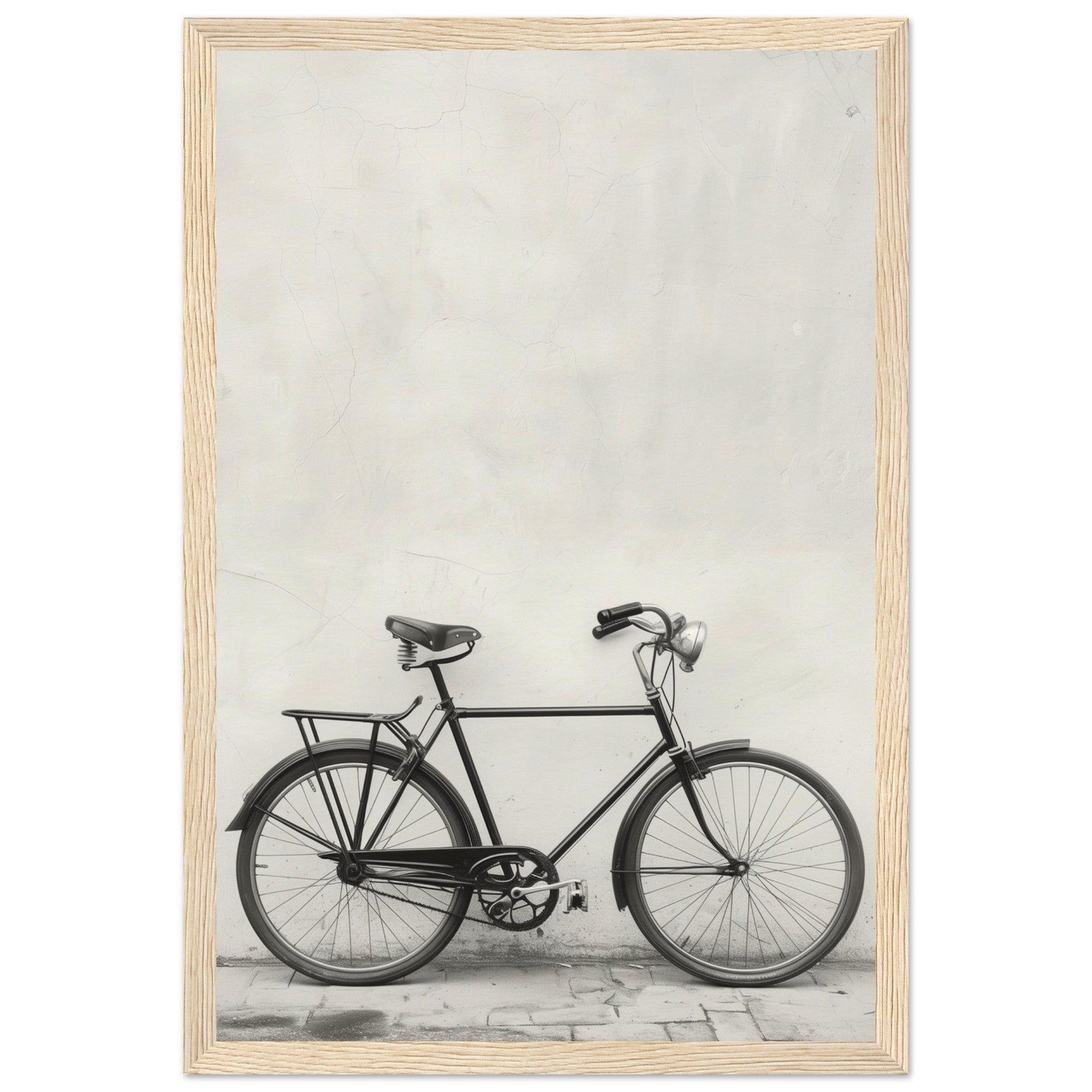 Affiche Vélo Noir et Blanc ( 30x45-cm-Bois-clair)