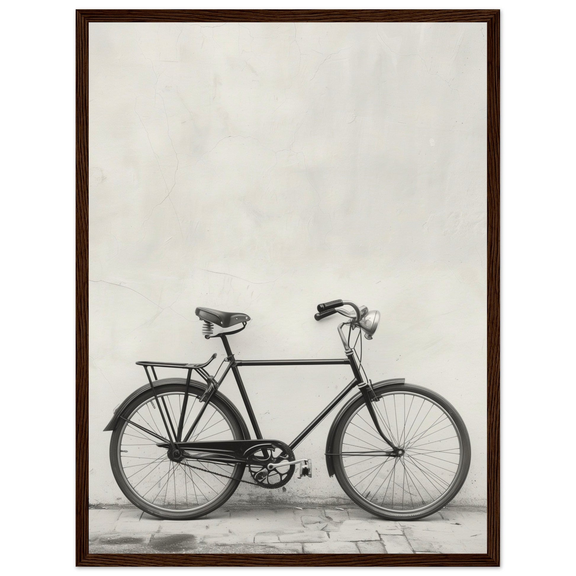 Affiche Vélo Noir et Blanc ( 45x60-cm-Bois-foncé)