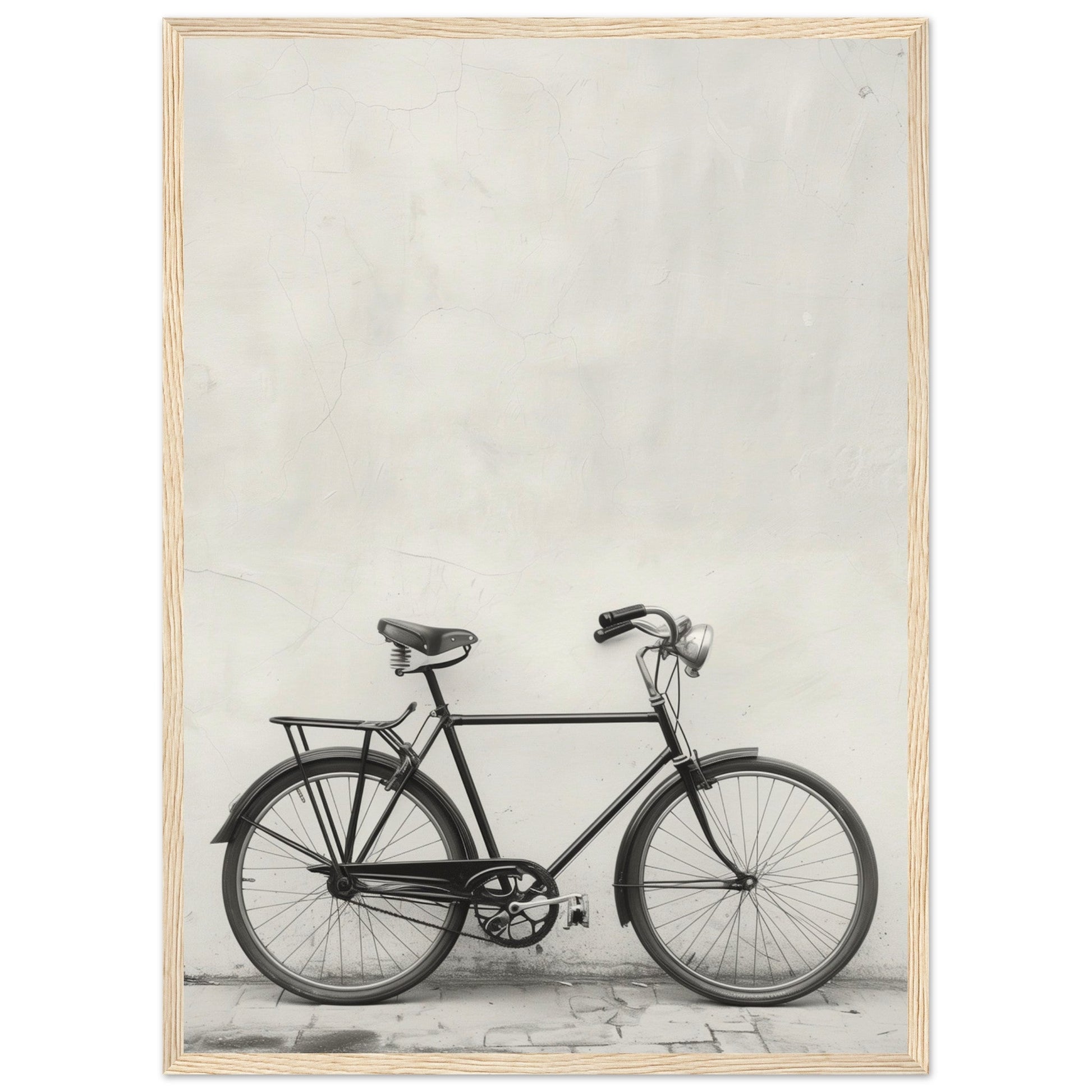 Affiche Vélo Noir et Blanc ( 50x70-cm-Bois-clair)