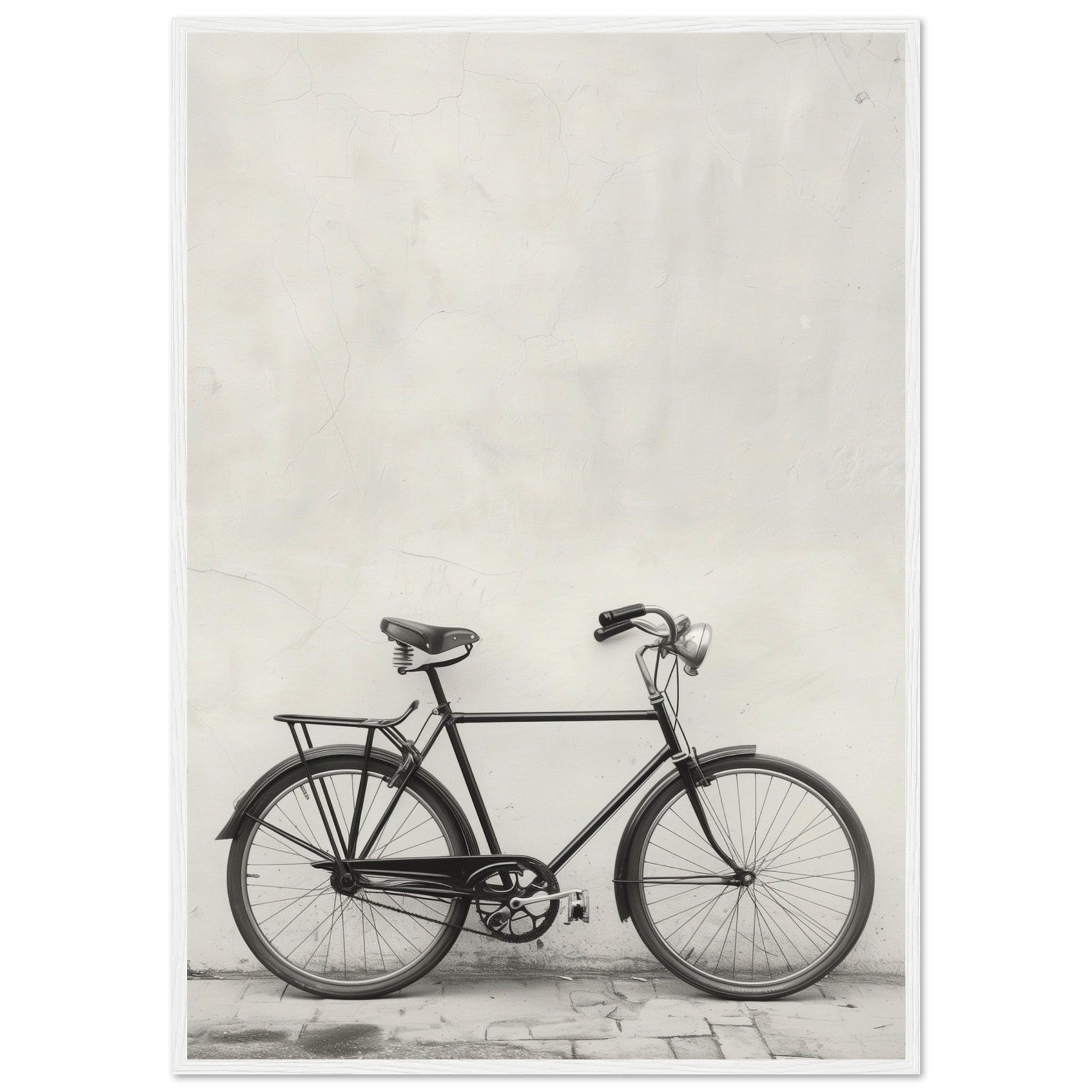 Affiche Vélo Noir et Blanc ( 70x100-cm-Bois-blanc)