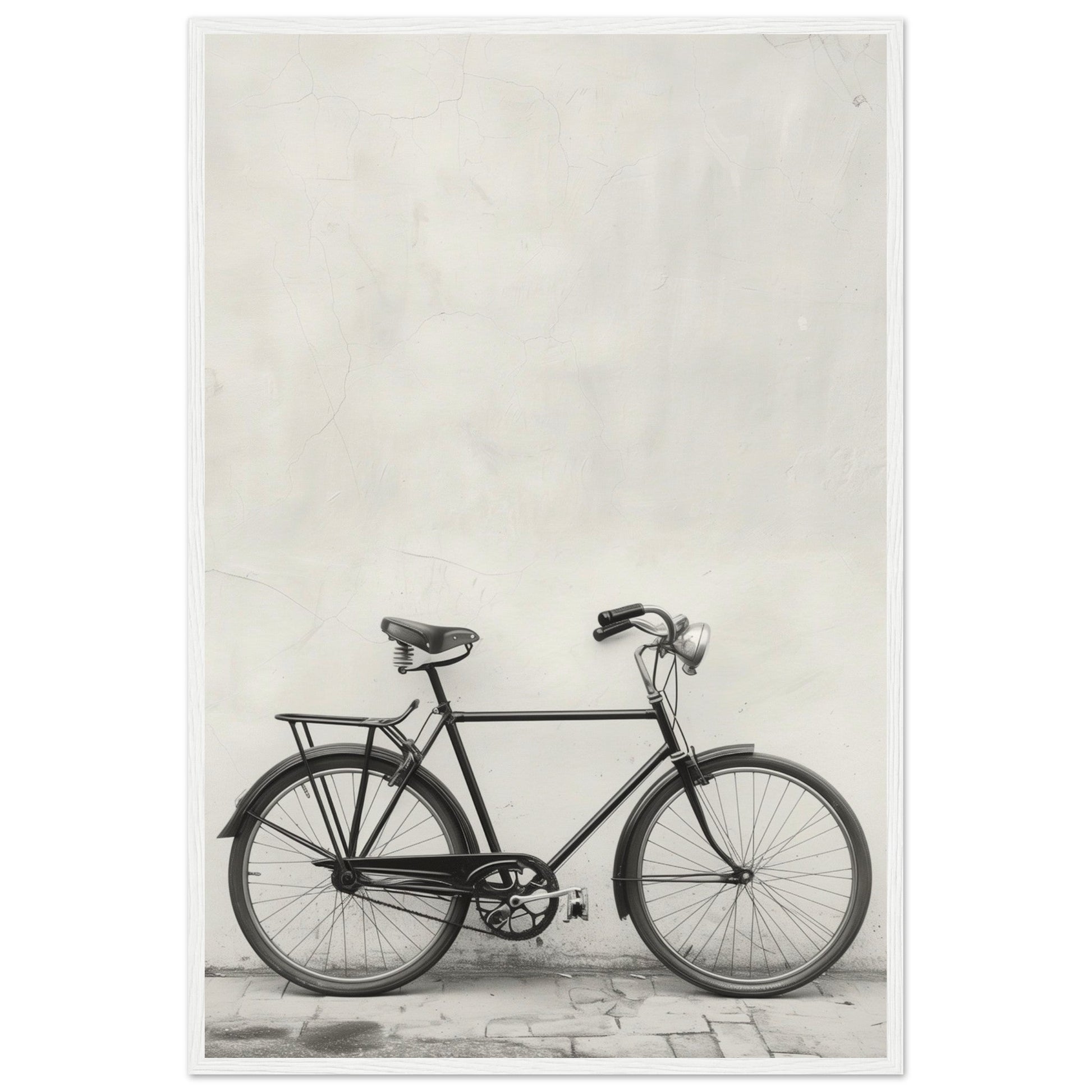 Affiche Vélo Noir et Blanc ( 60x90-cm-Bois-blanc)