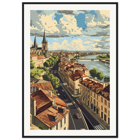 Affiche Ville Bordeaux ( 70x100-cm-Bois-noir)