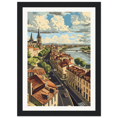 Affiche Ville Bordeaux ( 21x29.7-cm-Bois-noir)