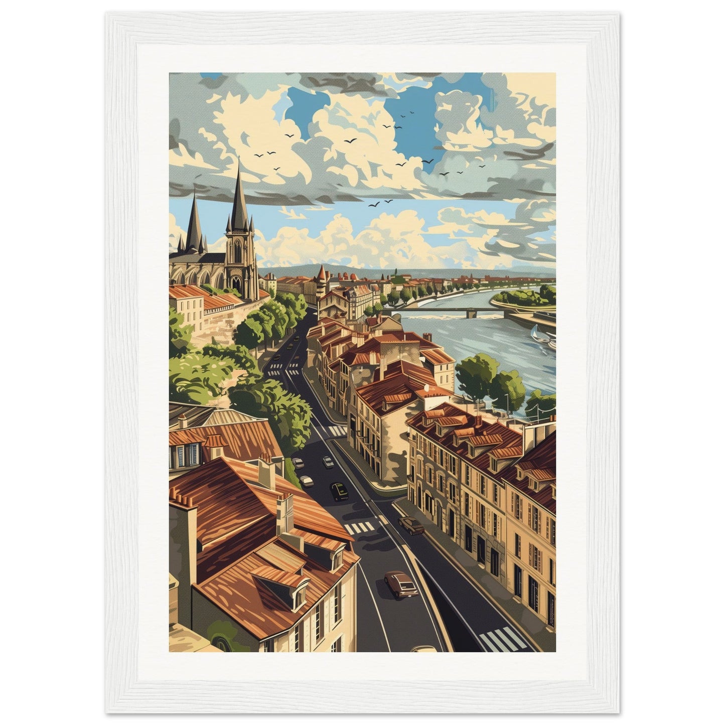 Affiche Ville Bordeaux ( 21x29.7-cm-Bois-blanc)