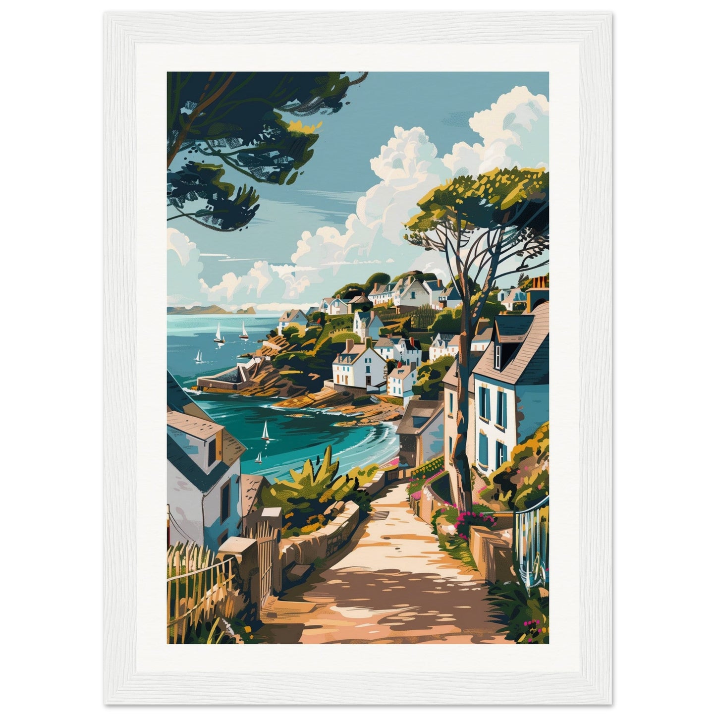 Affiche Ville Bretagne ( 21x29.7-cm-Bois-blanc)