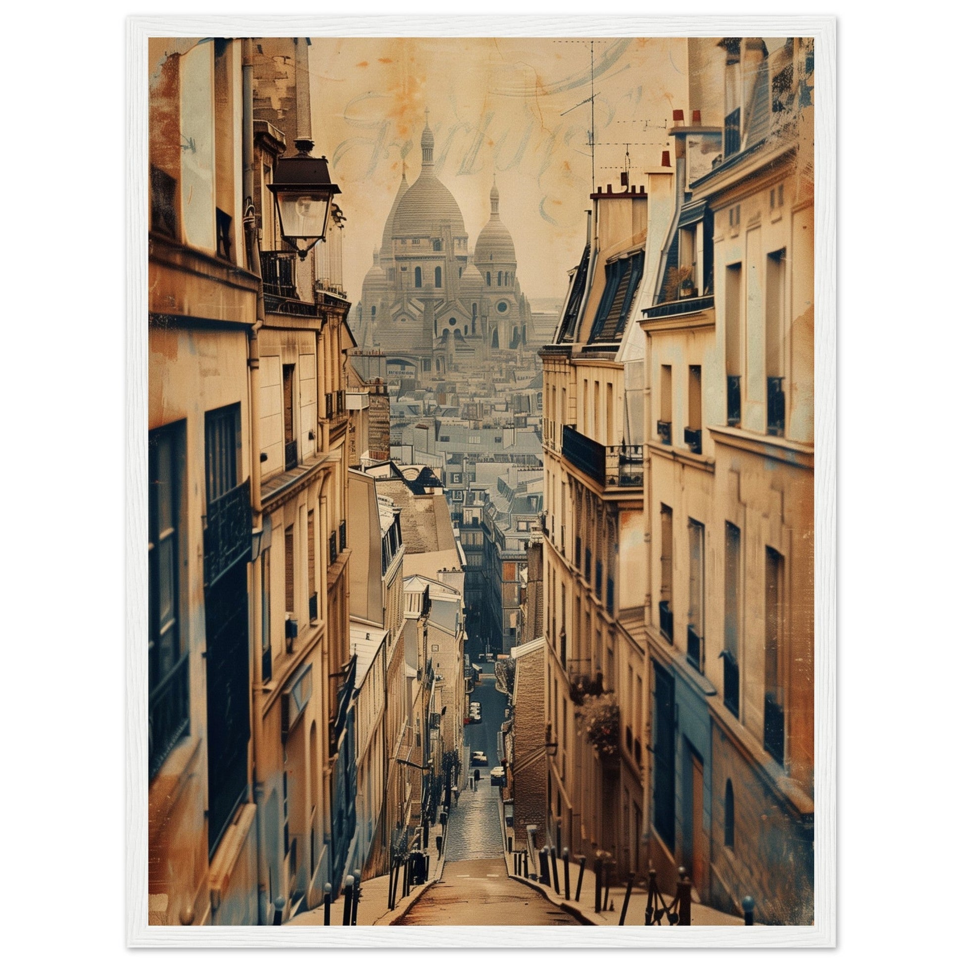 Affiche Ville Française ( 45x60-cm-Bois-blanc)