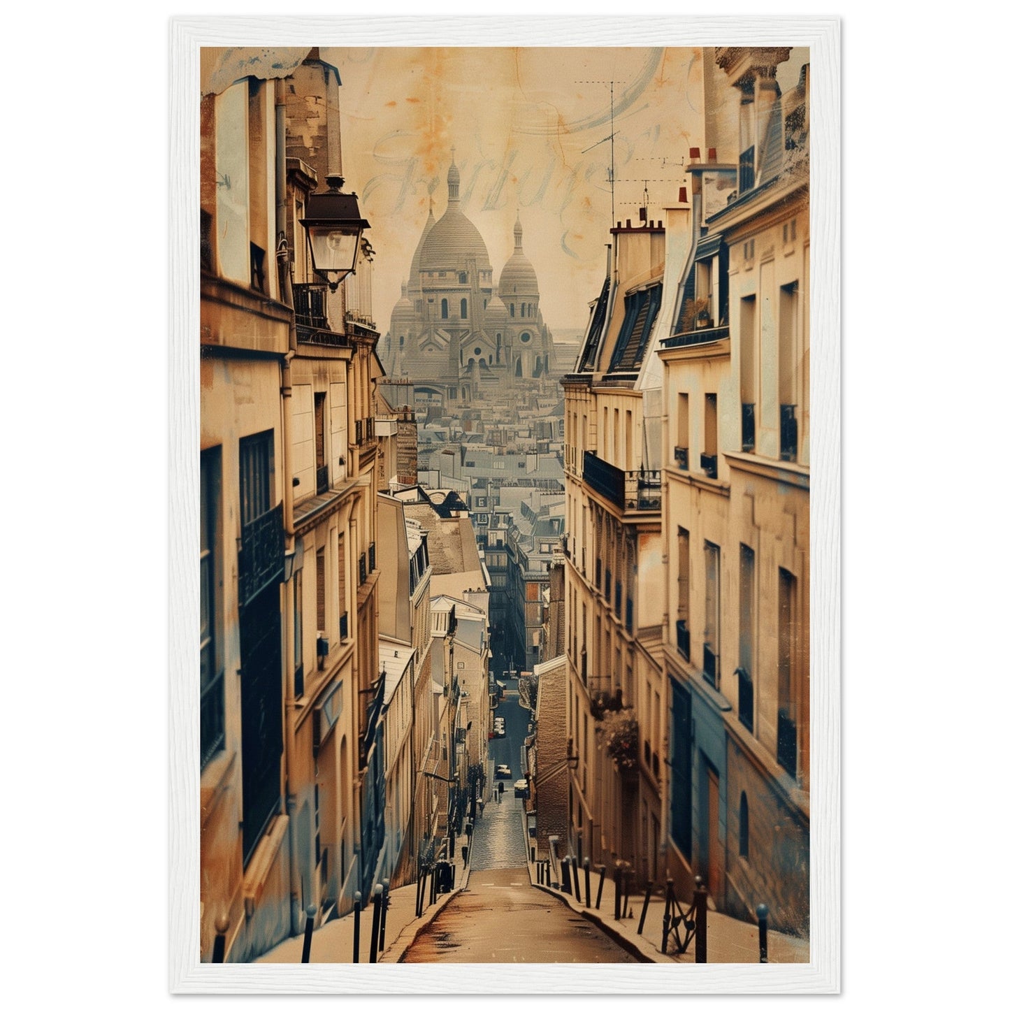 Affiche Ville Française ( 30x45-cm-Bois-blanc)