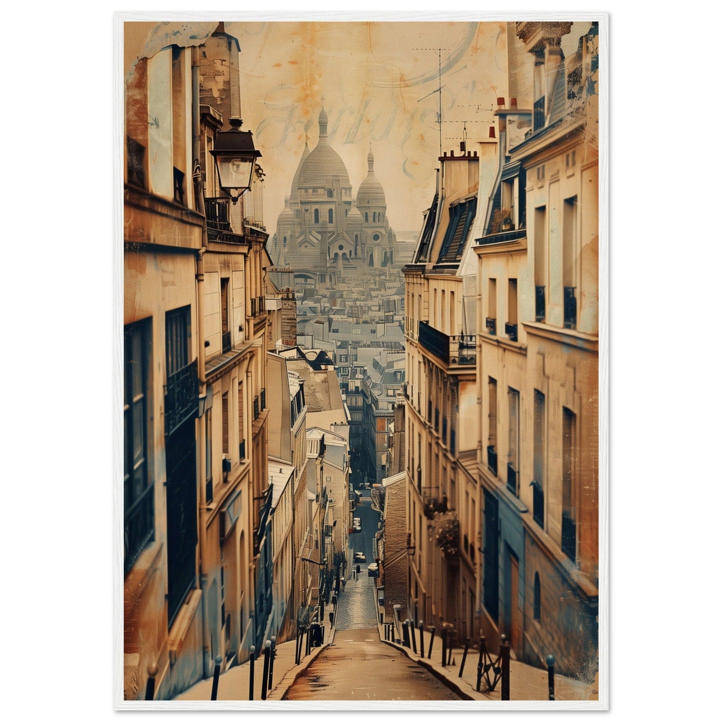 Affiche Ville Française ( 70x100-cm-Bois-blanc)