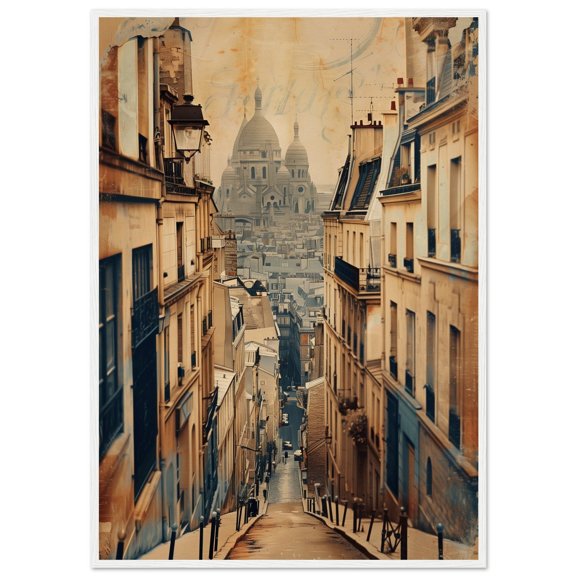 Affiche Ville Française ( 70x100-cm-Bois-blanc)