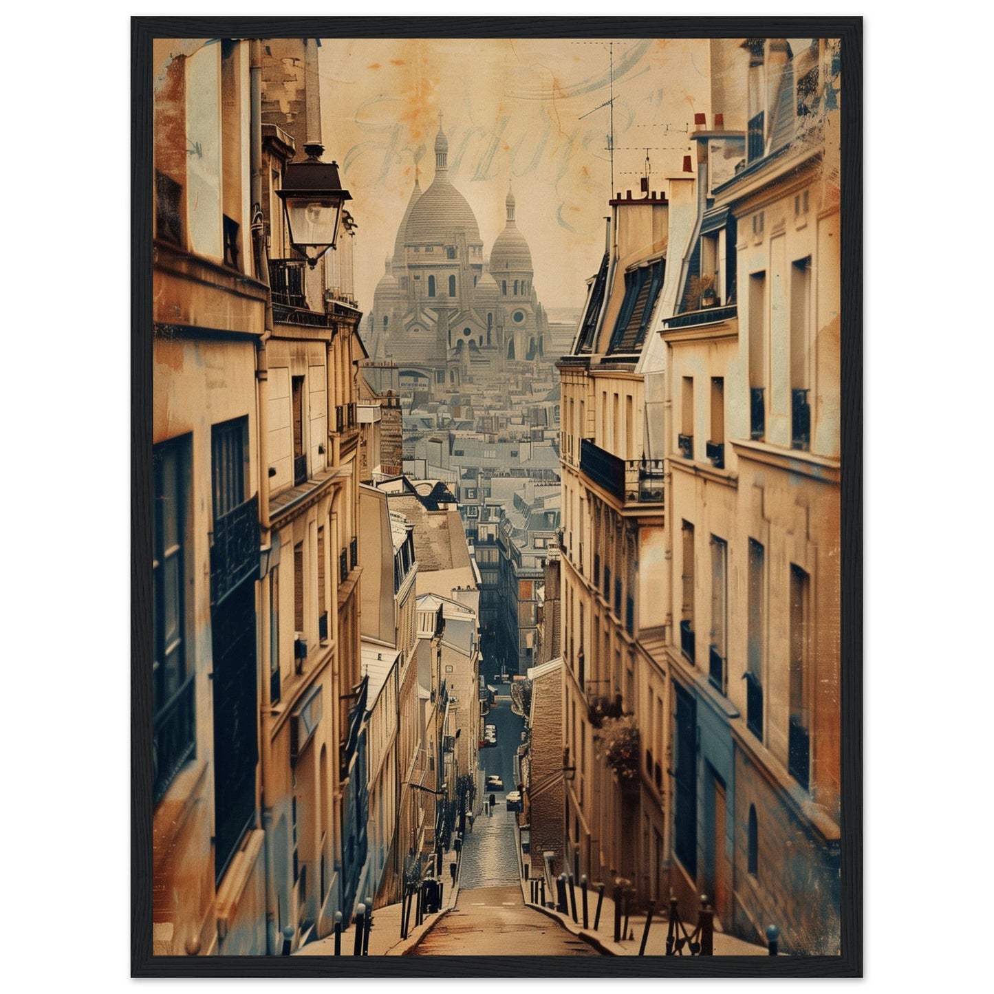 Affiche Ville Française ( 45x60-cm-Bois-noir)