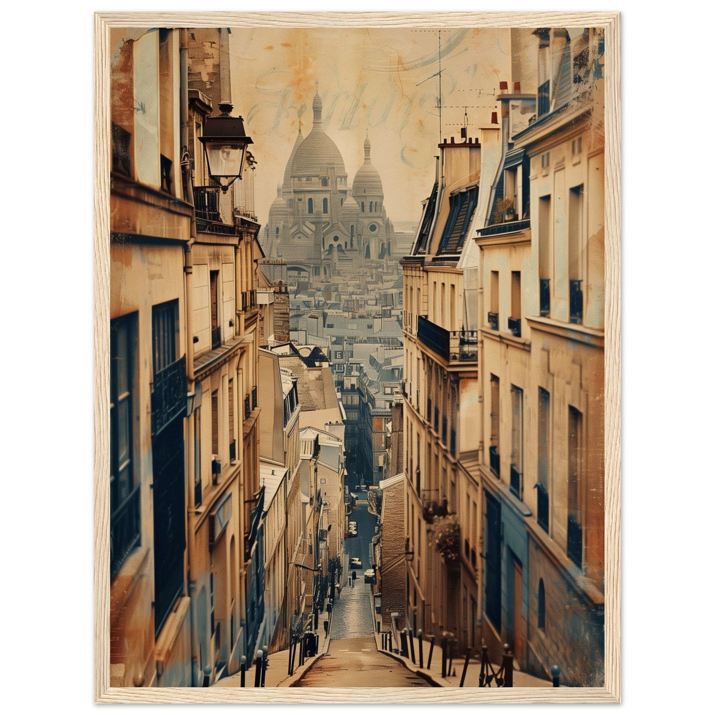 Affiche Ville Française ( 45x60-cm-Bois-clair)