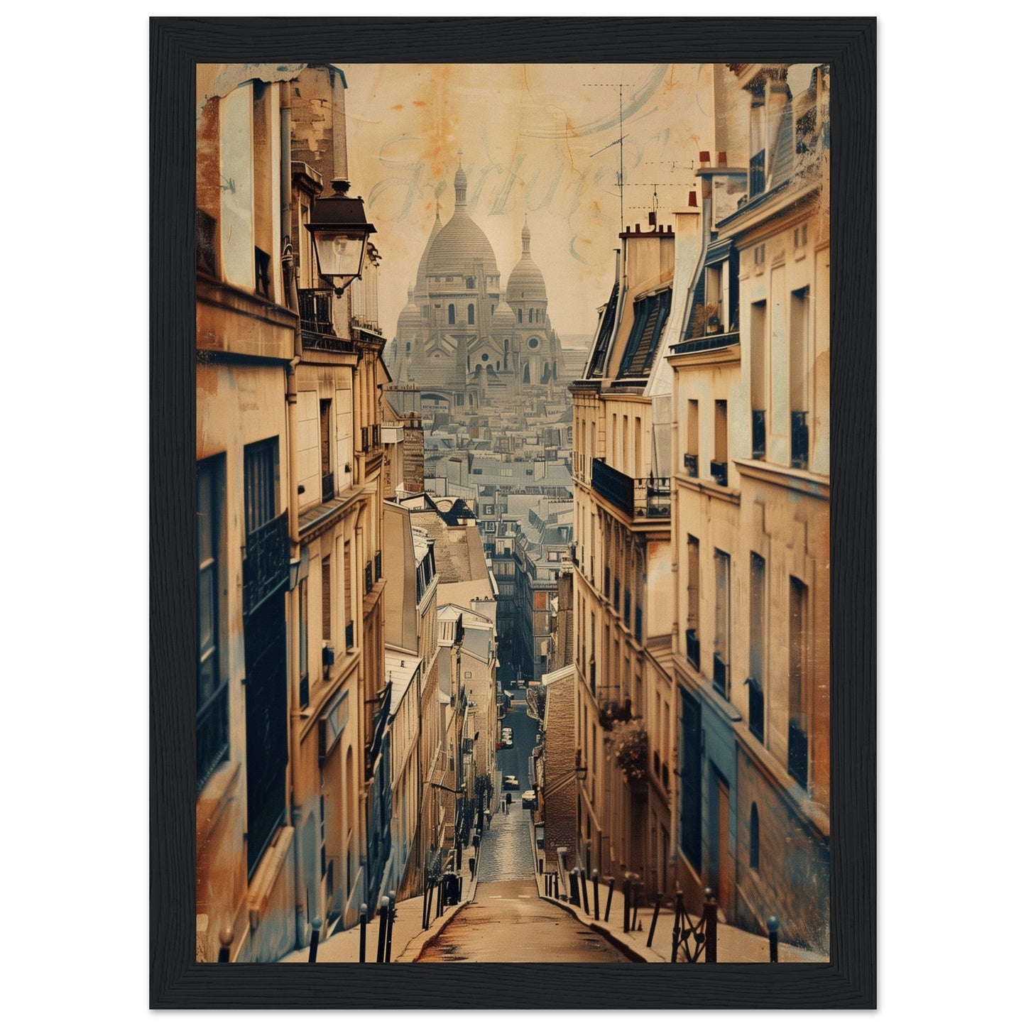 Affiche Ville Française ( 21x29.7-cm-Bois-noir)